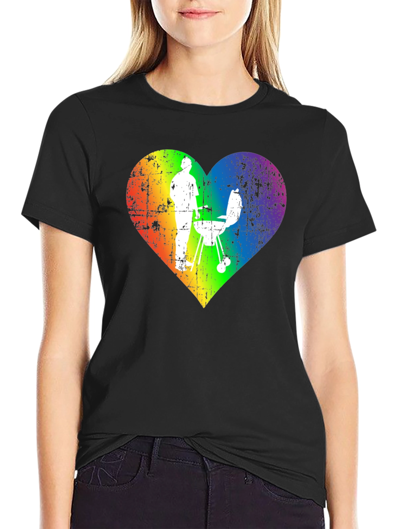 Rainbow Heart BBQ Grill Master T-Shirt