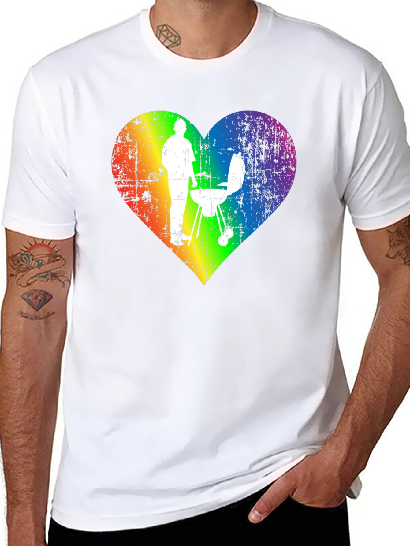 Rainbow Heart BBQ Grill Master T-Shirt