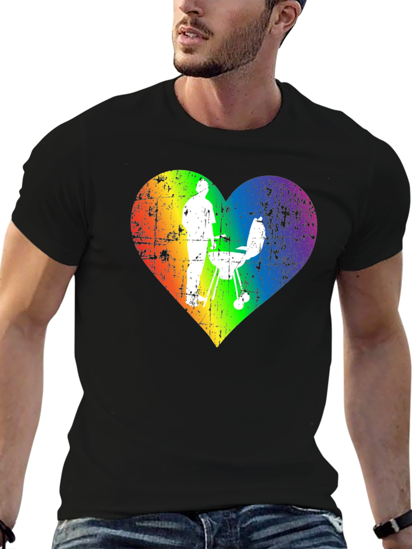 Rainbow Heart BBQ Grill Master T-Shirt