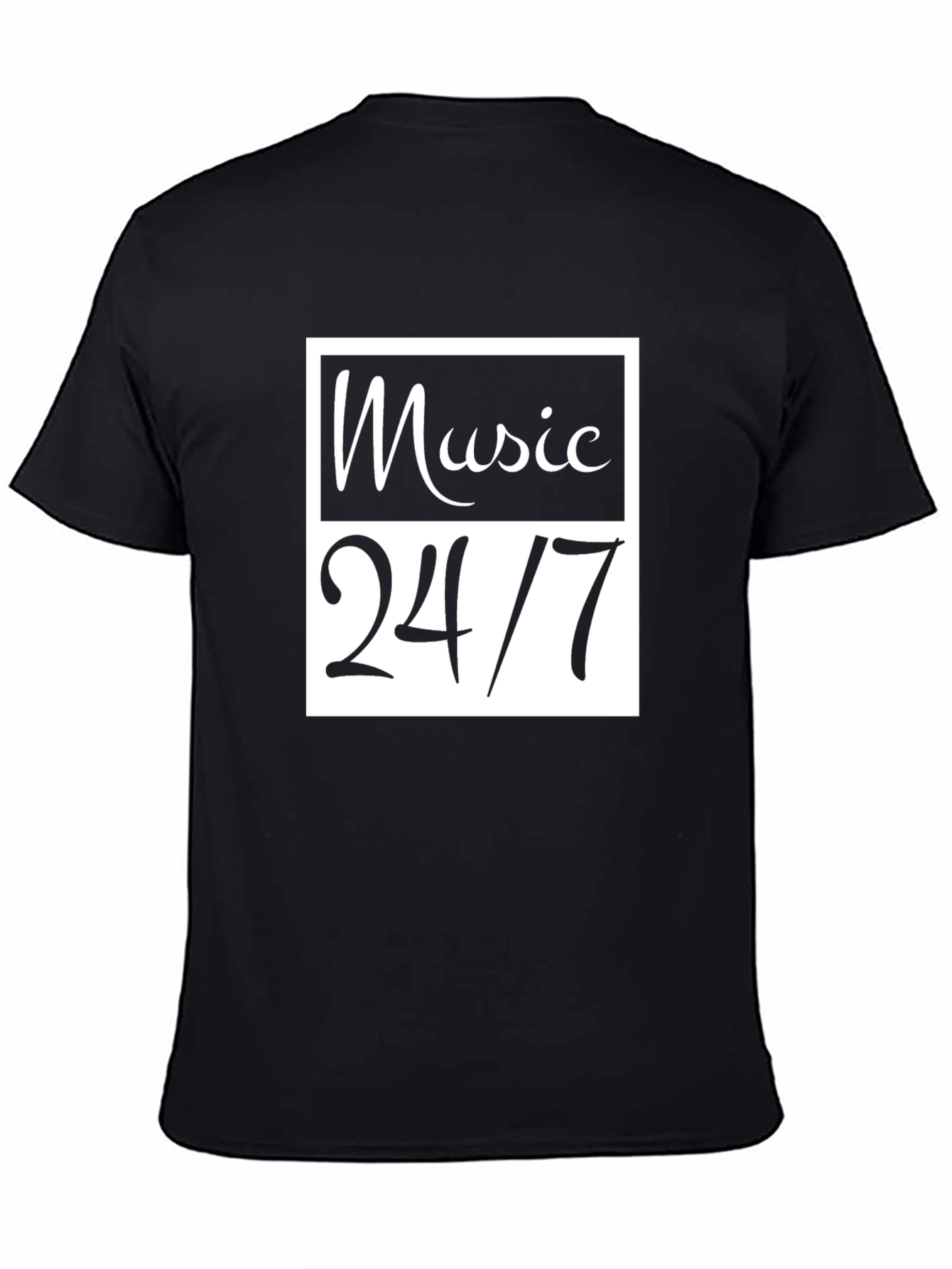 Music 24/7 Graphic Tee - Black Cotton Casual T-Shirt