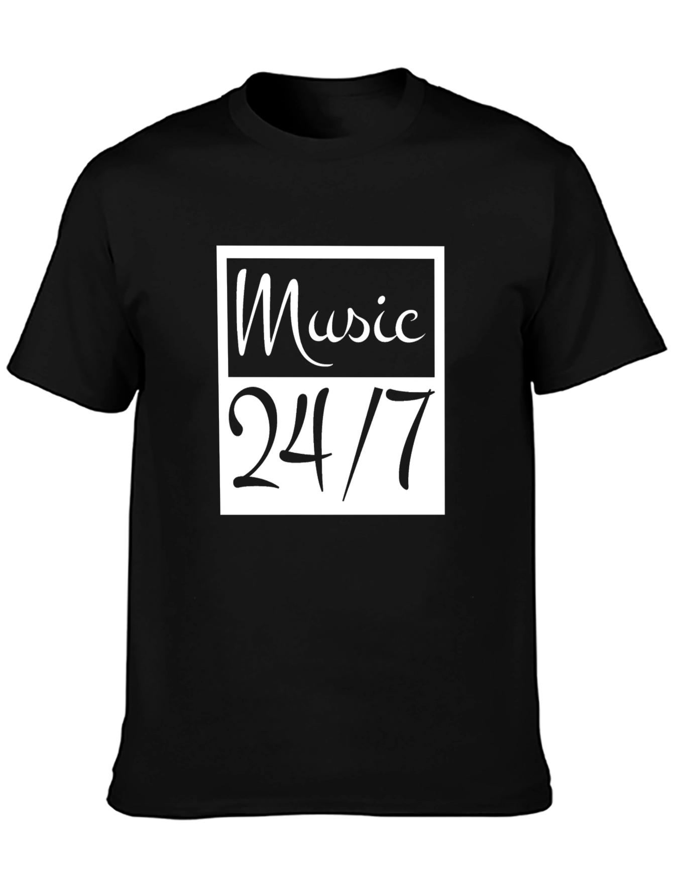 Music 24/7 Graphic Tee - Black Cotton Casual T-Shirt