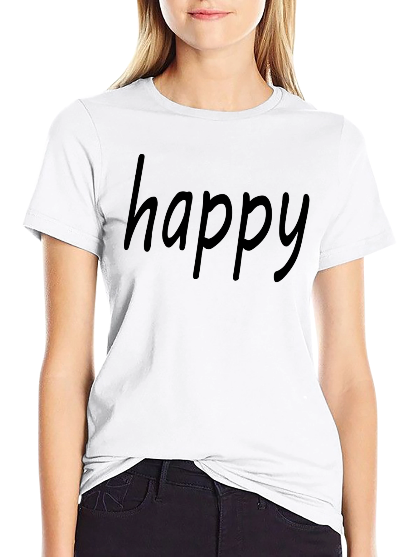 Happy Graphic Print T-Shirt - Casual Wear