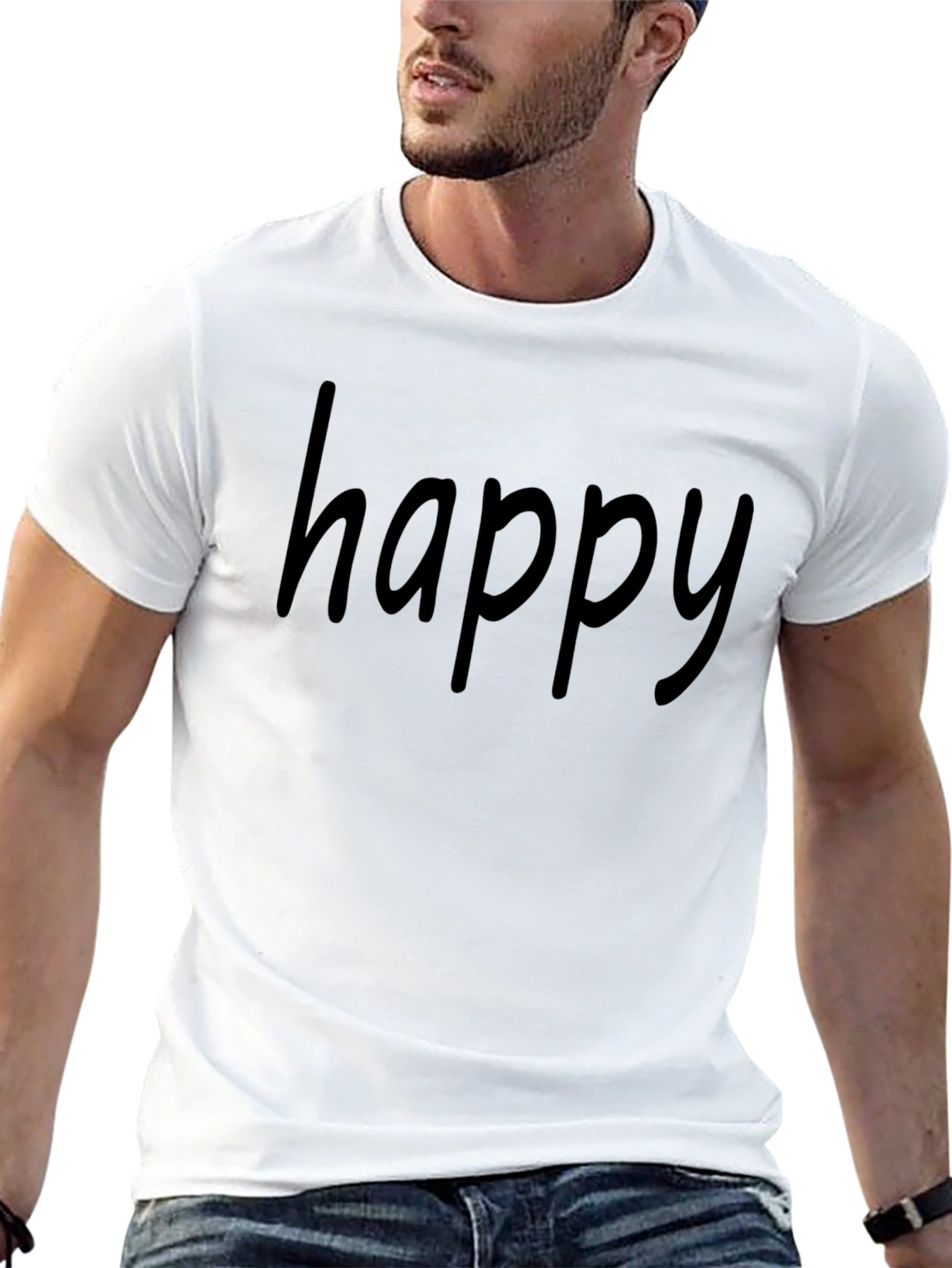 Happy Graphic Print T-Shirt - Casual Wear