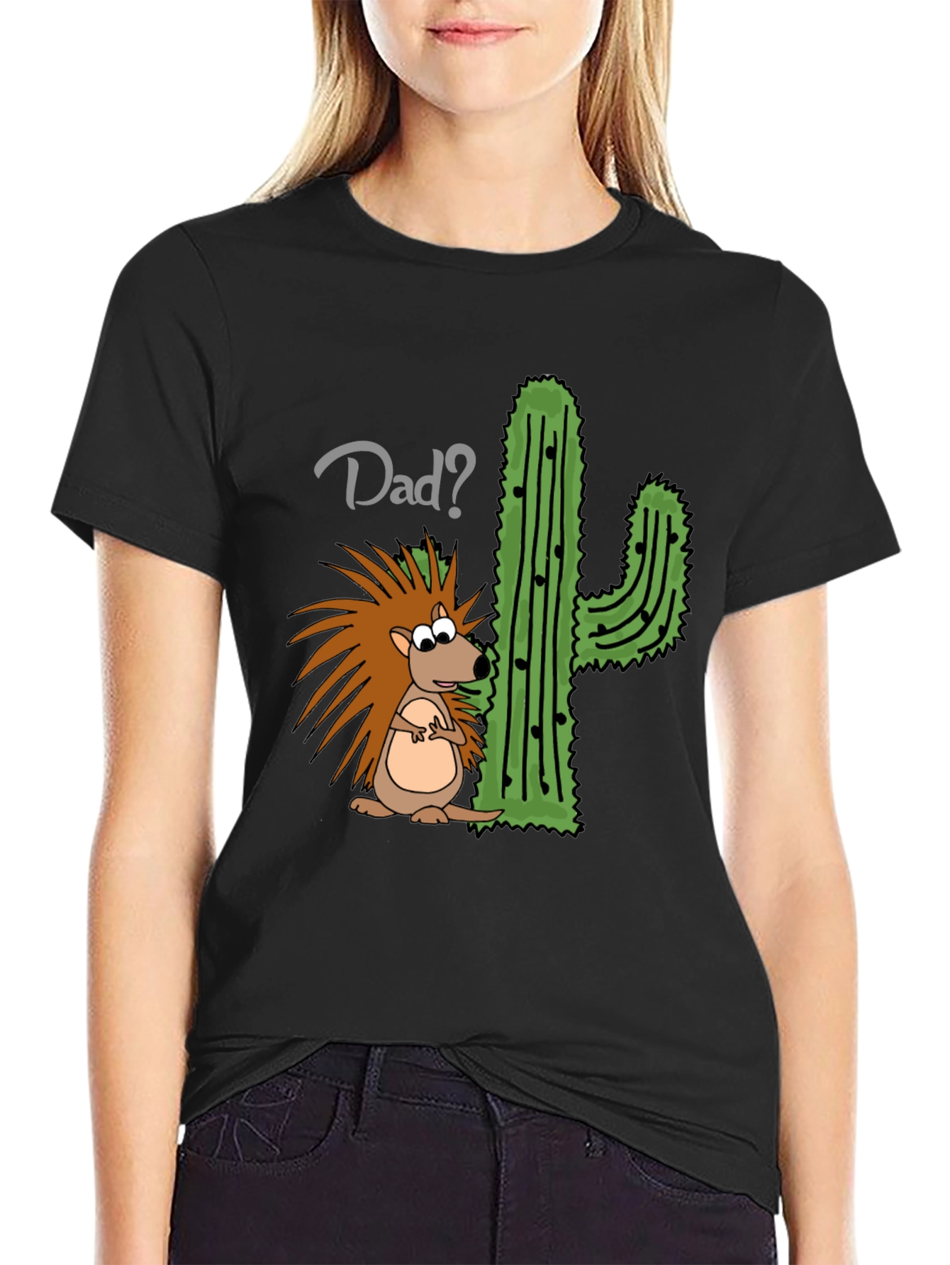 Dad? Hedgehog & Cactus Funny Graphic T-Shirt