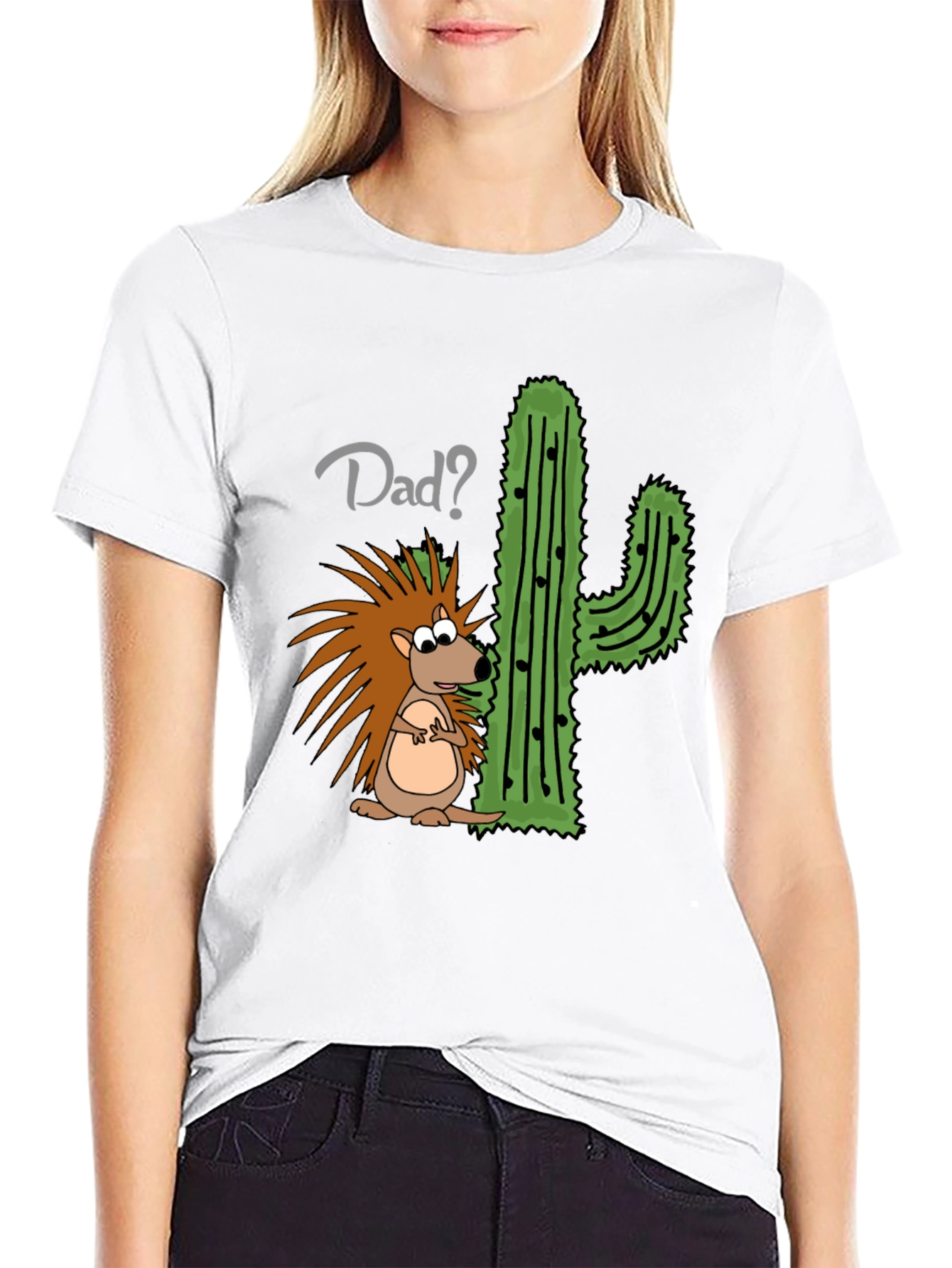 Dad? Hedgehog & Cactus Funny Graphic T-Shirt
