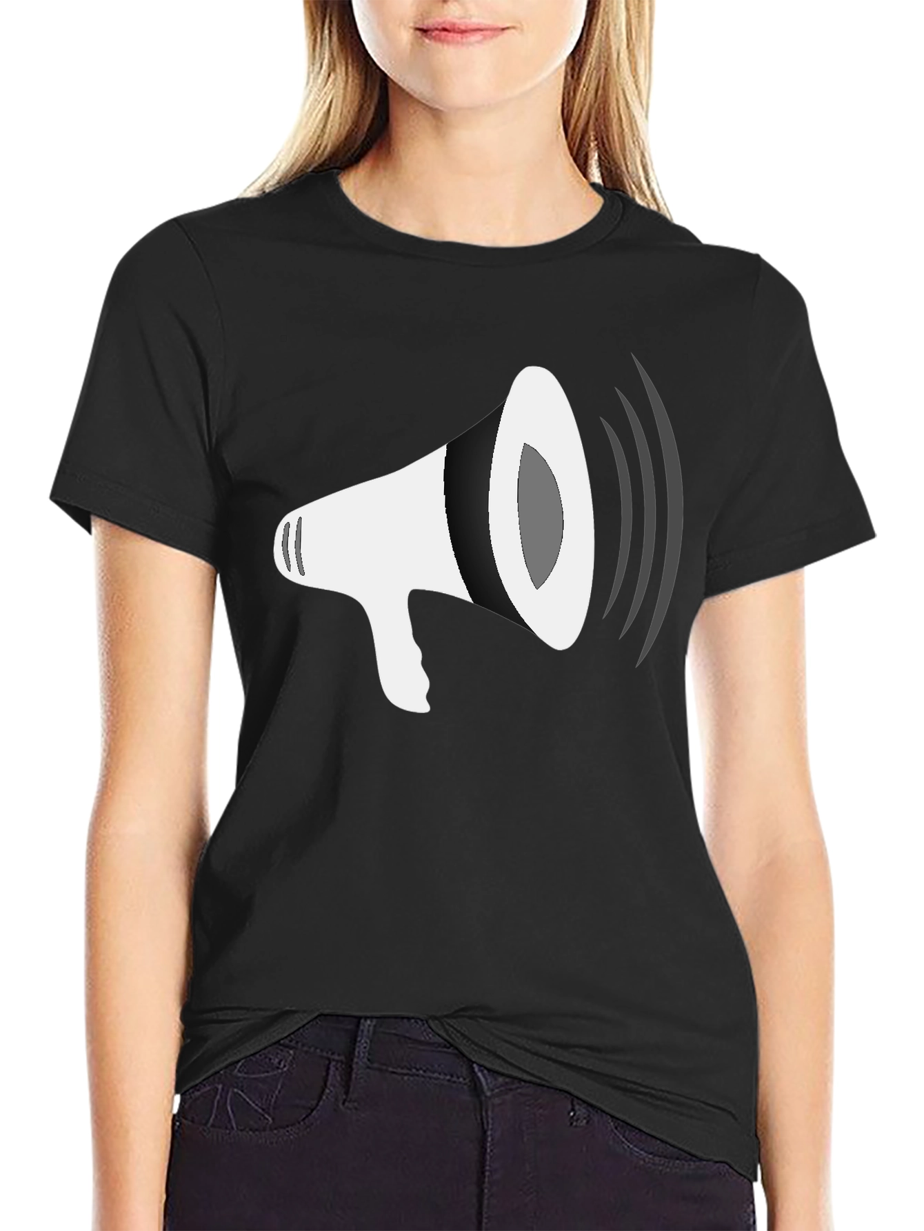 Megaphone Graphic Tee - Stylish Black T-Shirt