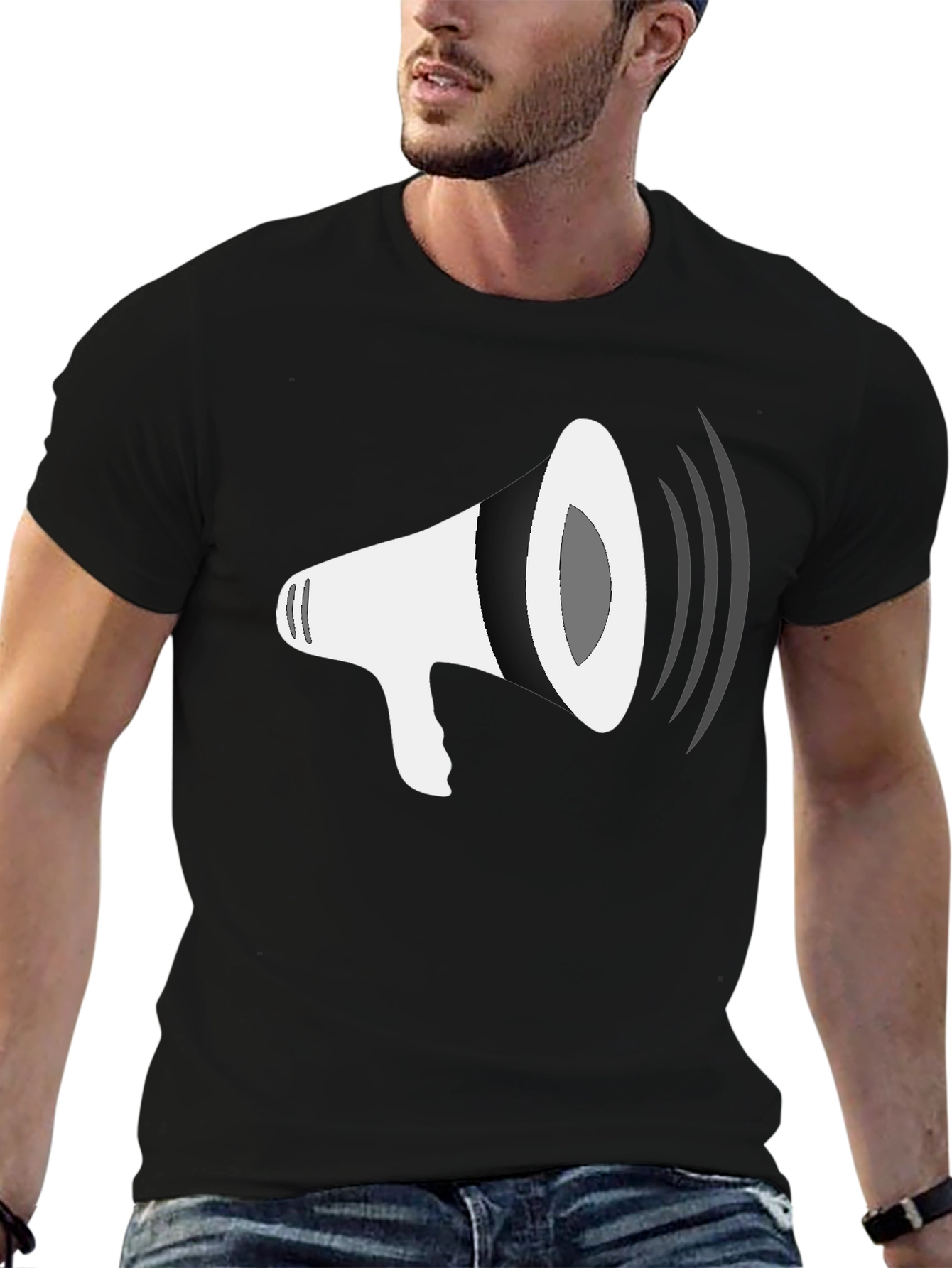 Megaphone Graphic Tee - Stylish Black T-Shirt