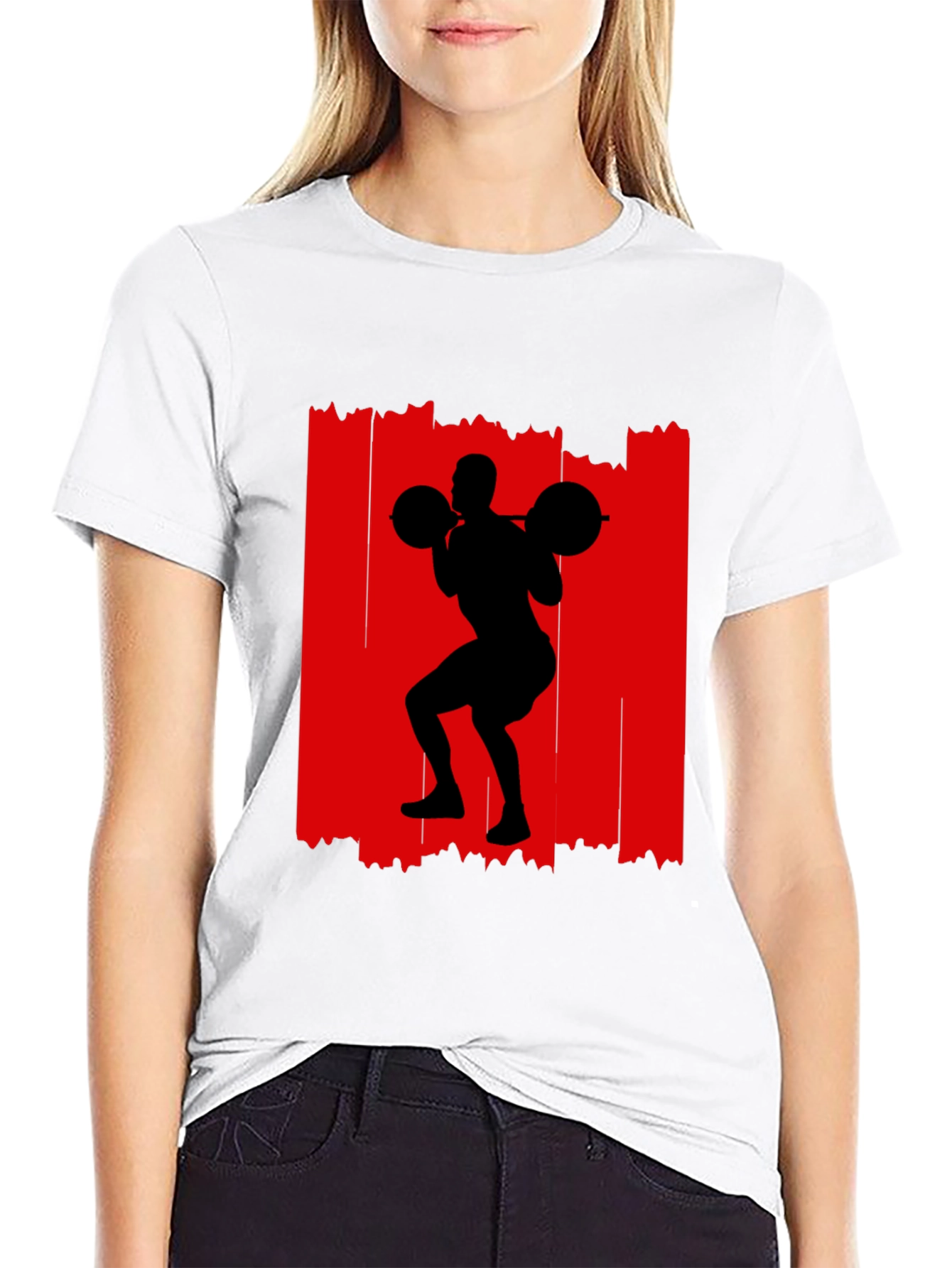 Weightlifting Silhouette Graphic Tee - Black