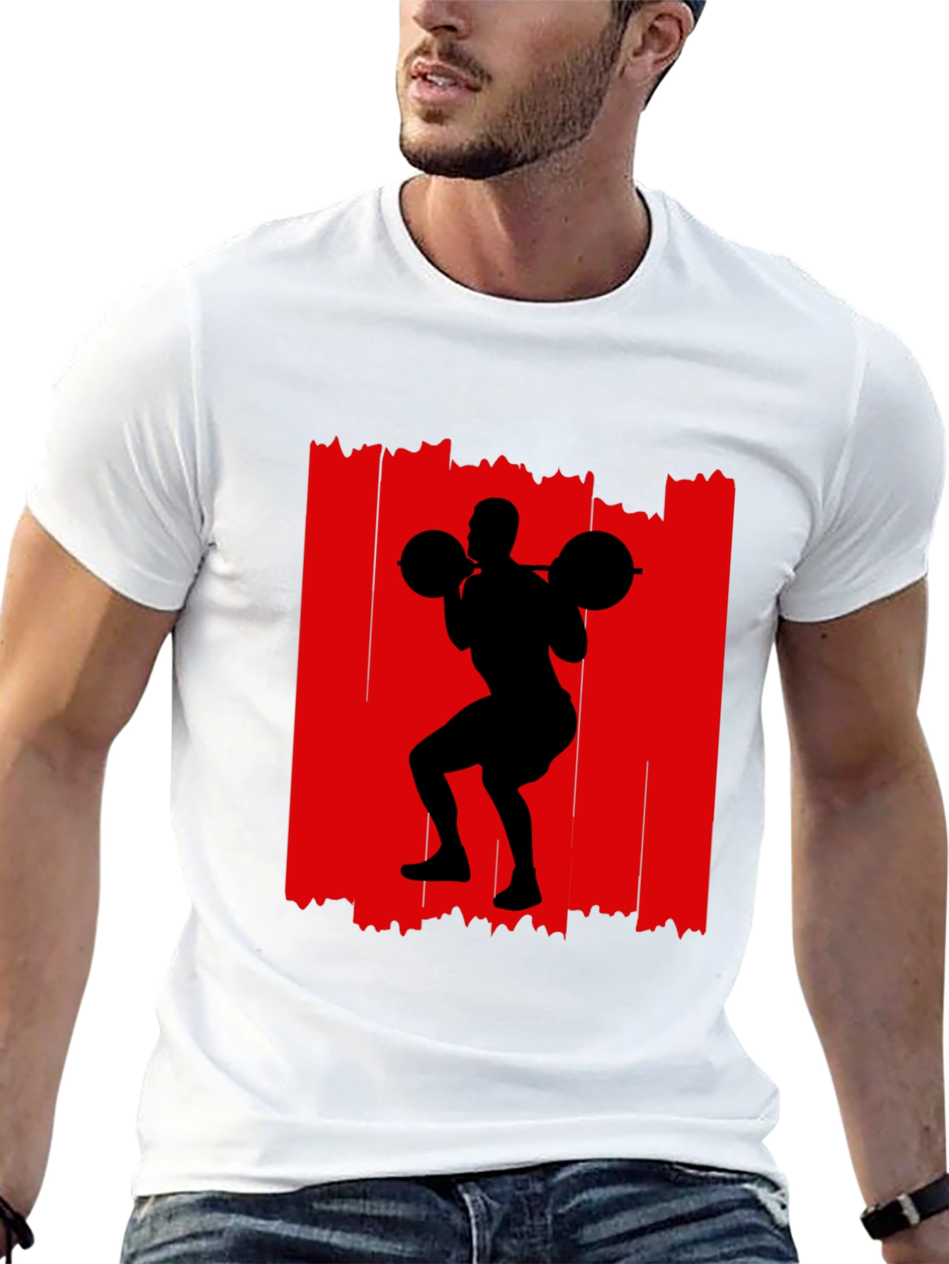 Weightlifting Silhouette Graphic Tee - Black