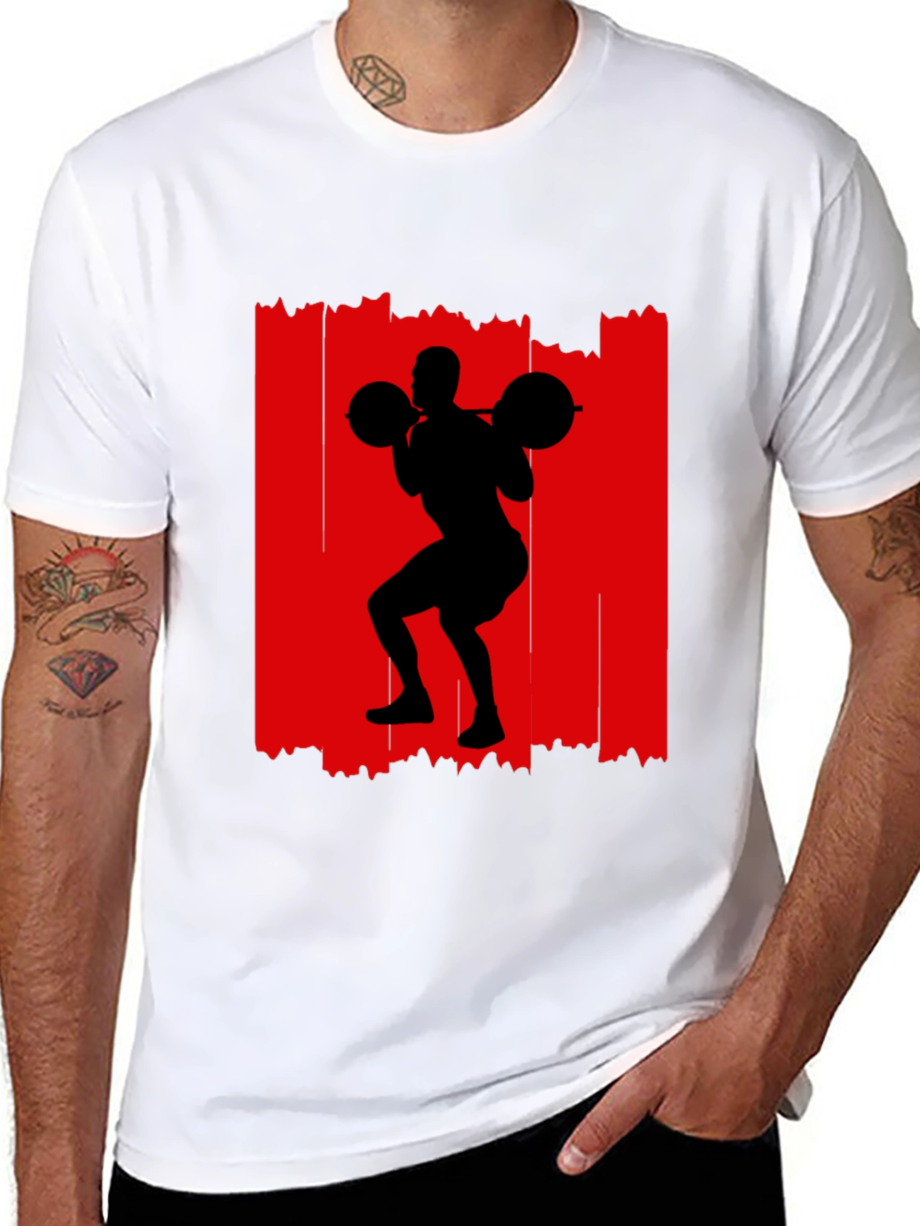 Weightlifting Silhouette Graphic Tee - Black