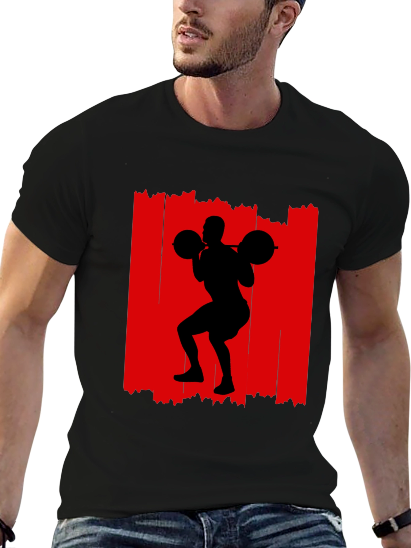 Weightlifting Silhouette Graphic Tee - Black