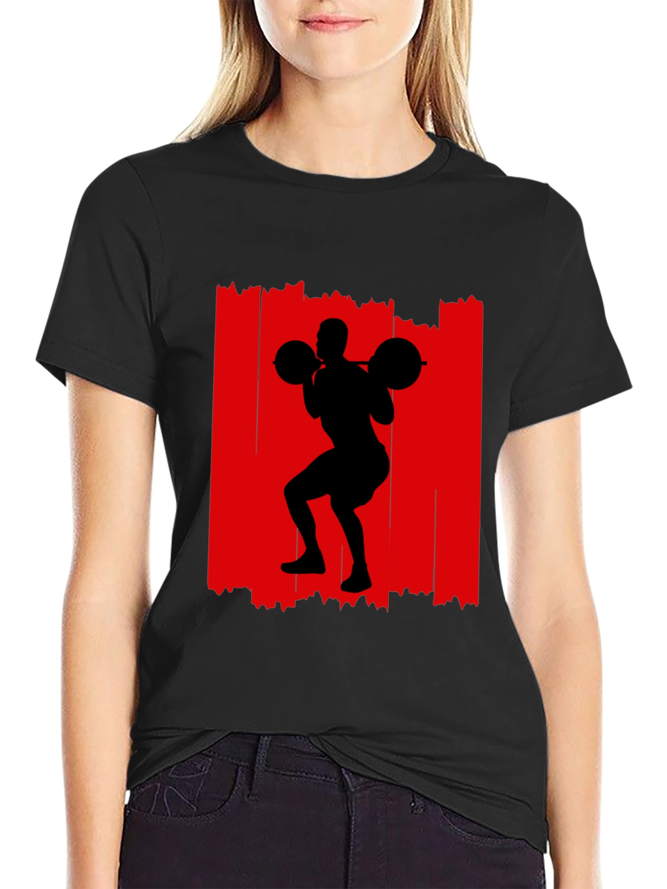Weightlifting Silhouette Graphic Tee - Black