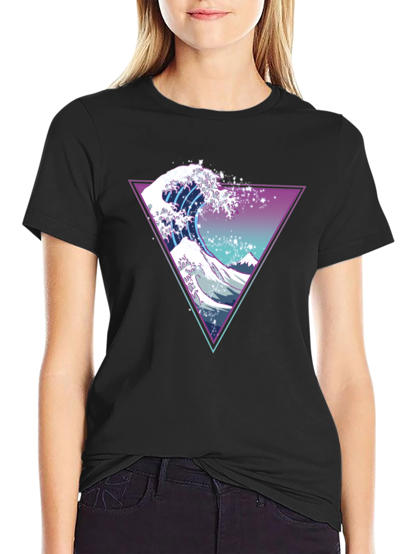 Neon Wave Graphic T-Shirt - Unique Retro Design