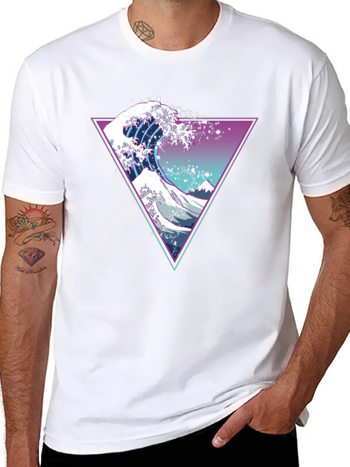 Neon Wave Graphic T-Shirt - Unique Retro Design