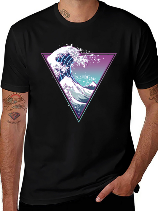 Neon Wave Graphic T-Shirt - Unique Retro Design