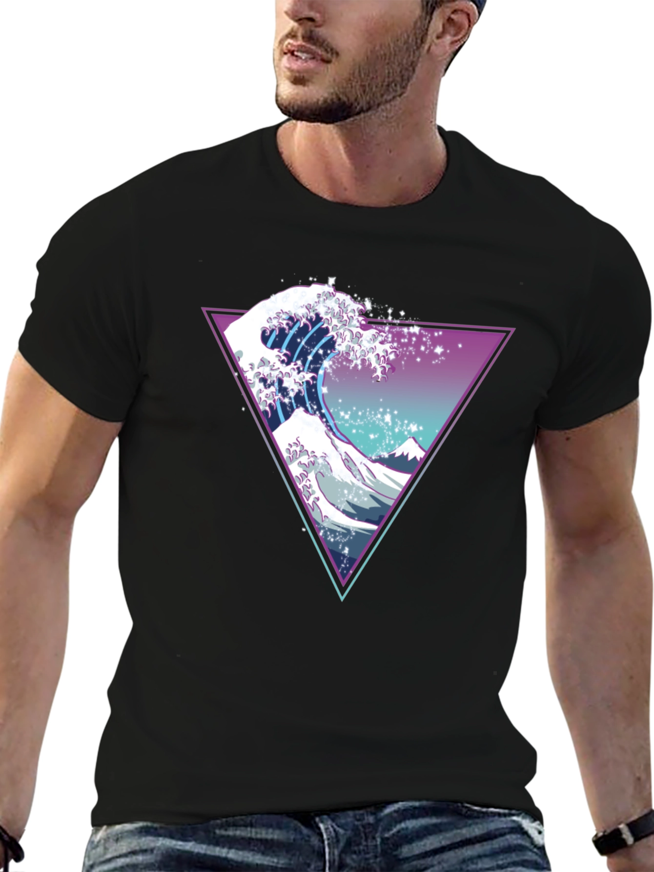 Neon Wave Graphic T-Shirt - Unique Retro Design