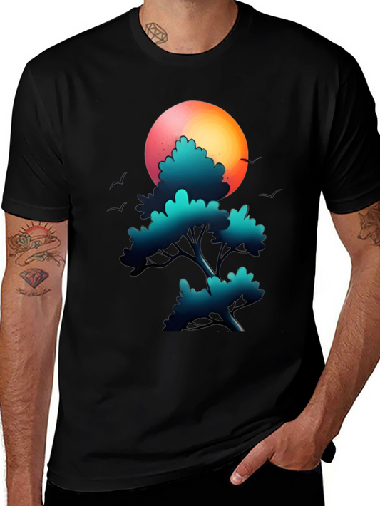 Sunset Tree Graphic Tee - Soft Cotton Blend