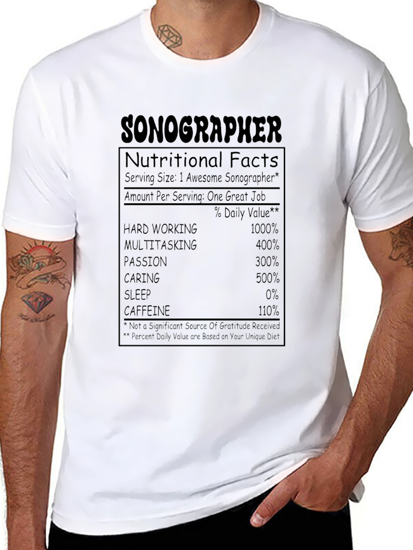 Sonographer Nutritional Facts T-Shirt