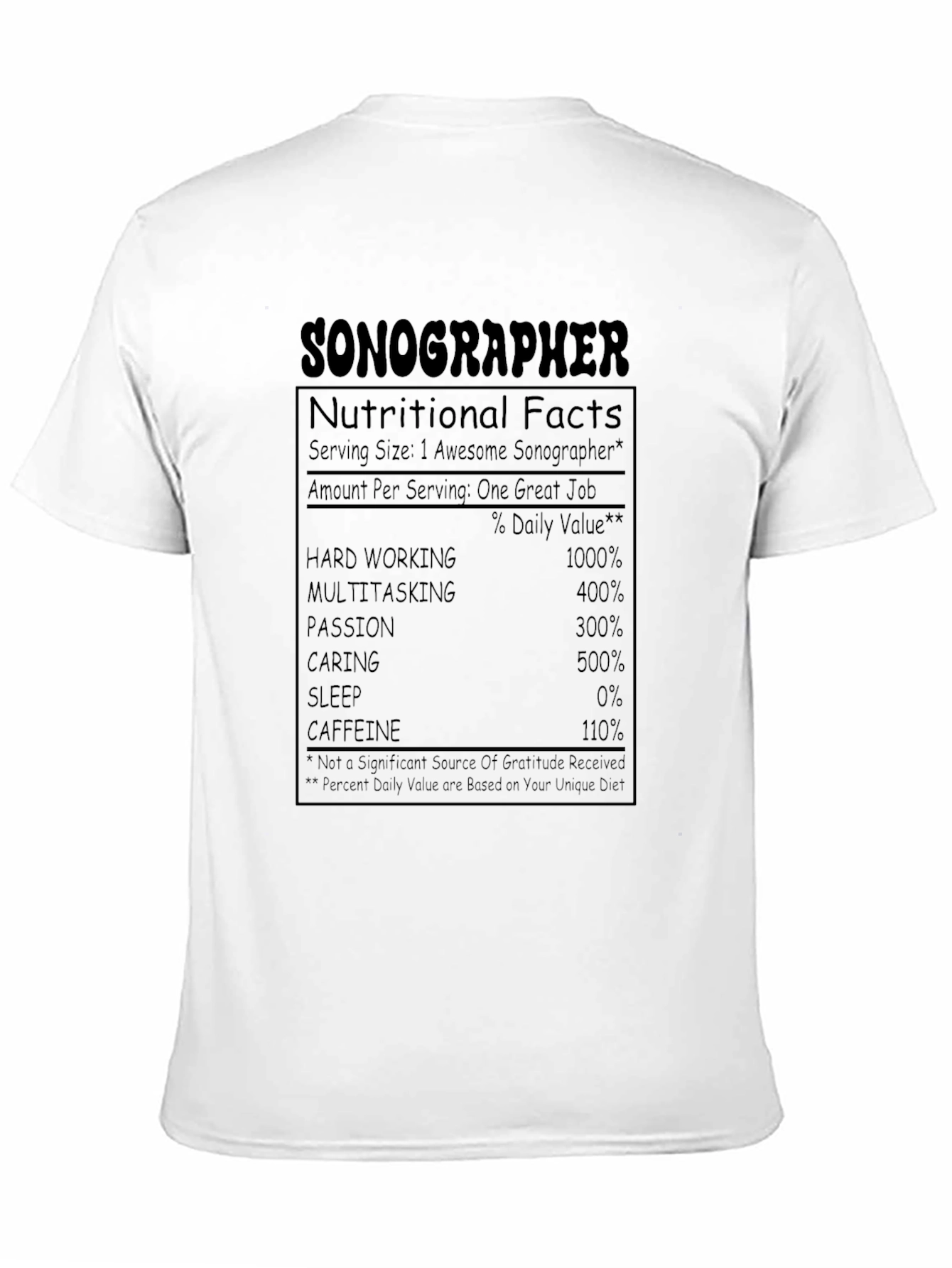 Sonographer Nutritional Facts T-Shirt