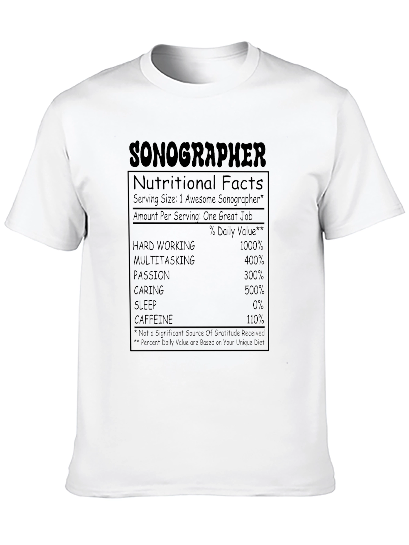 Sonographer Nutritional Facts T-Shirt