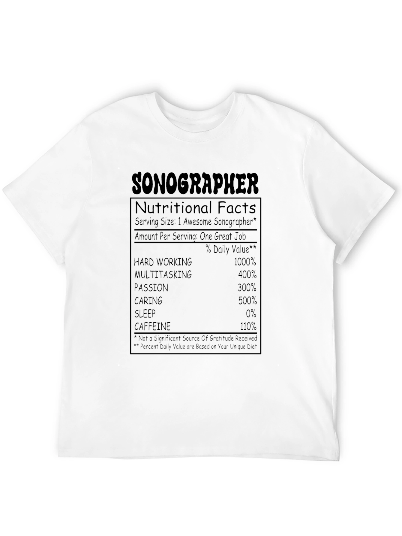 Sonographer Nutritional Facts T-Shirt