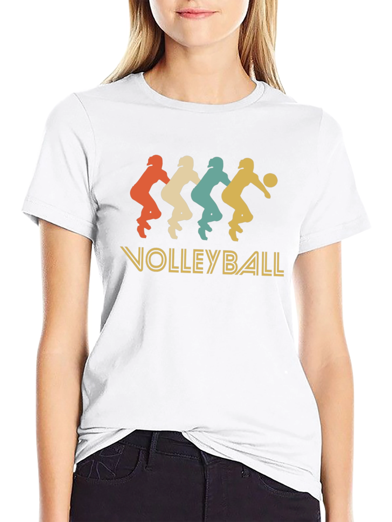 Retro Volleyball Player Graphic T-Shirt