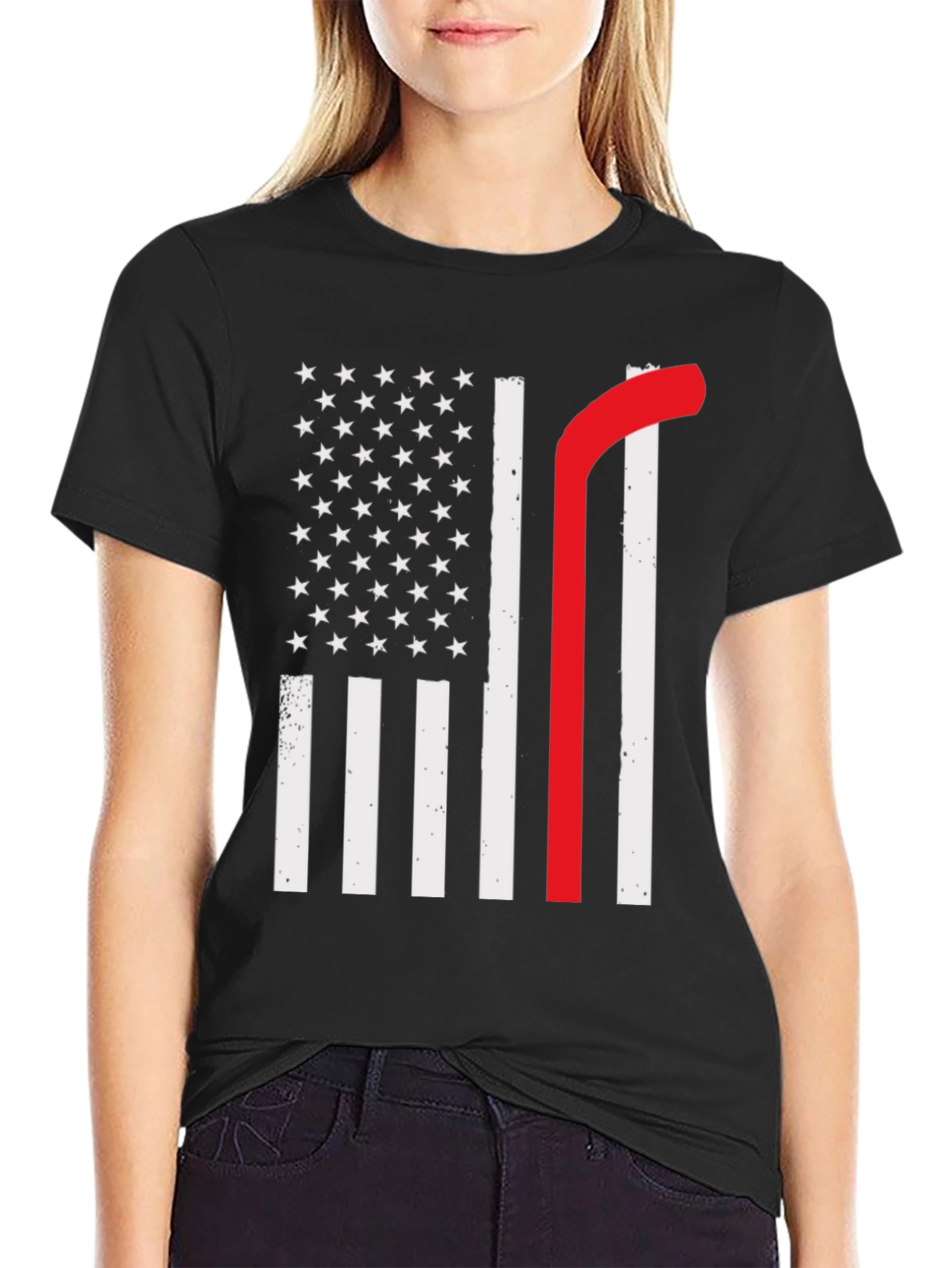 American Flag Thin Red Line Graphic Tee