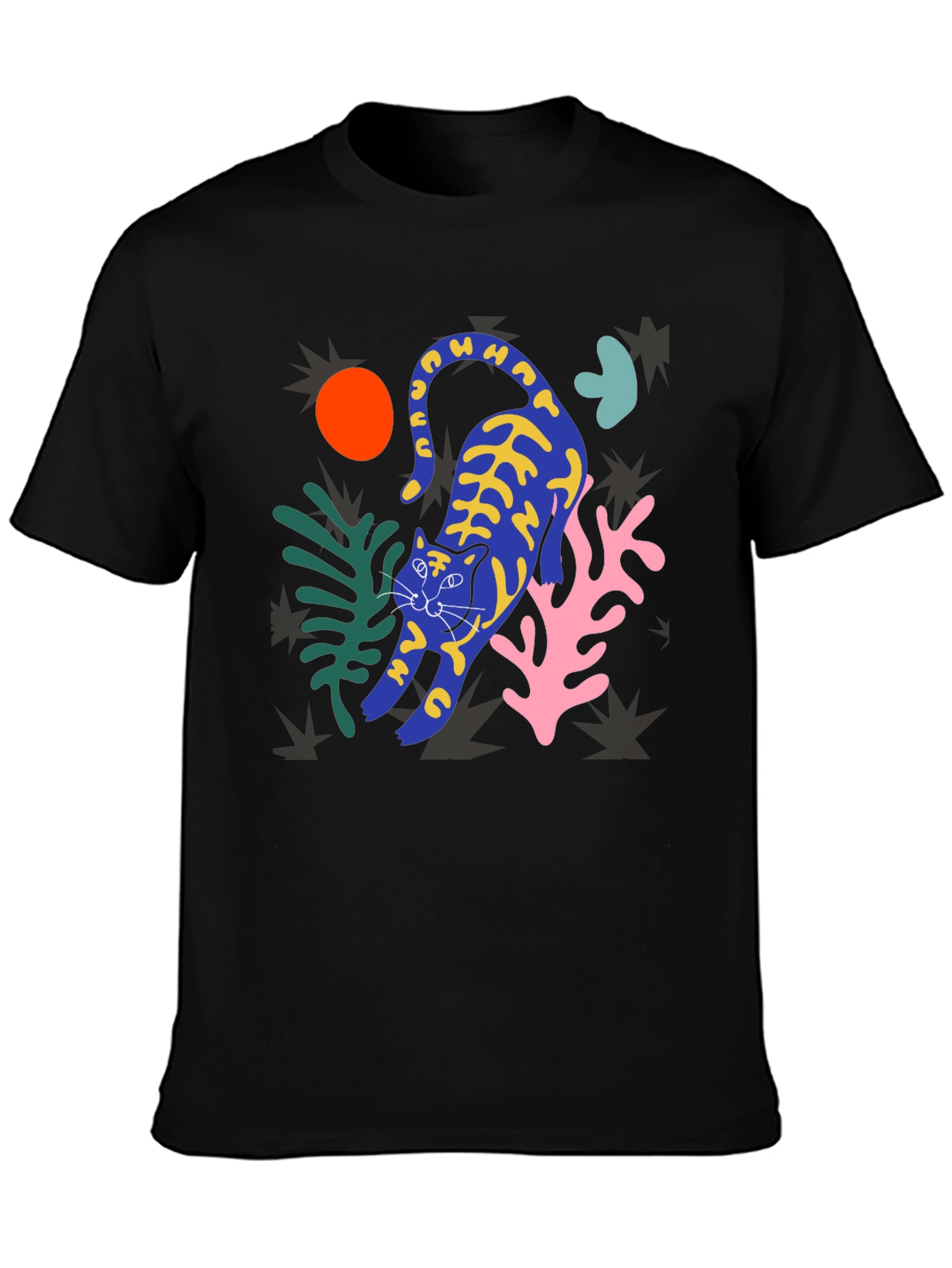 Abstract Cat Graphic T-Shirt - Trendy Art Tee