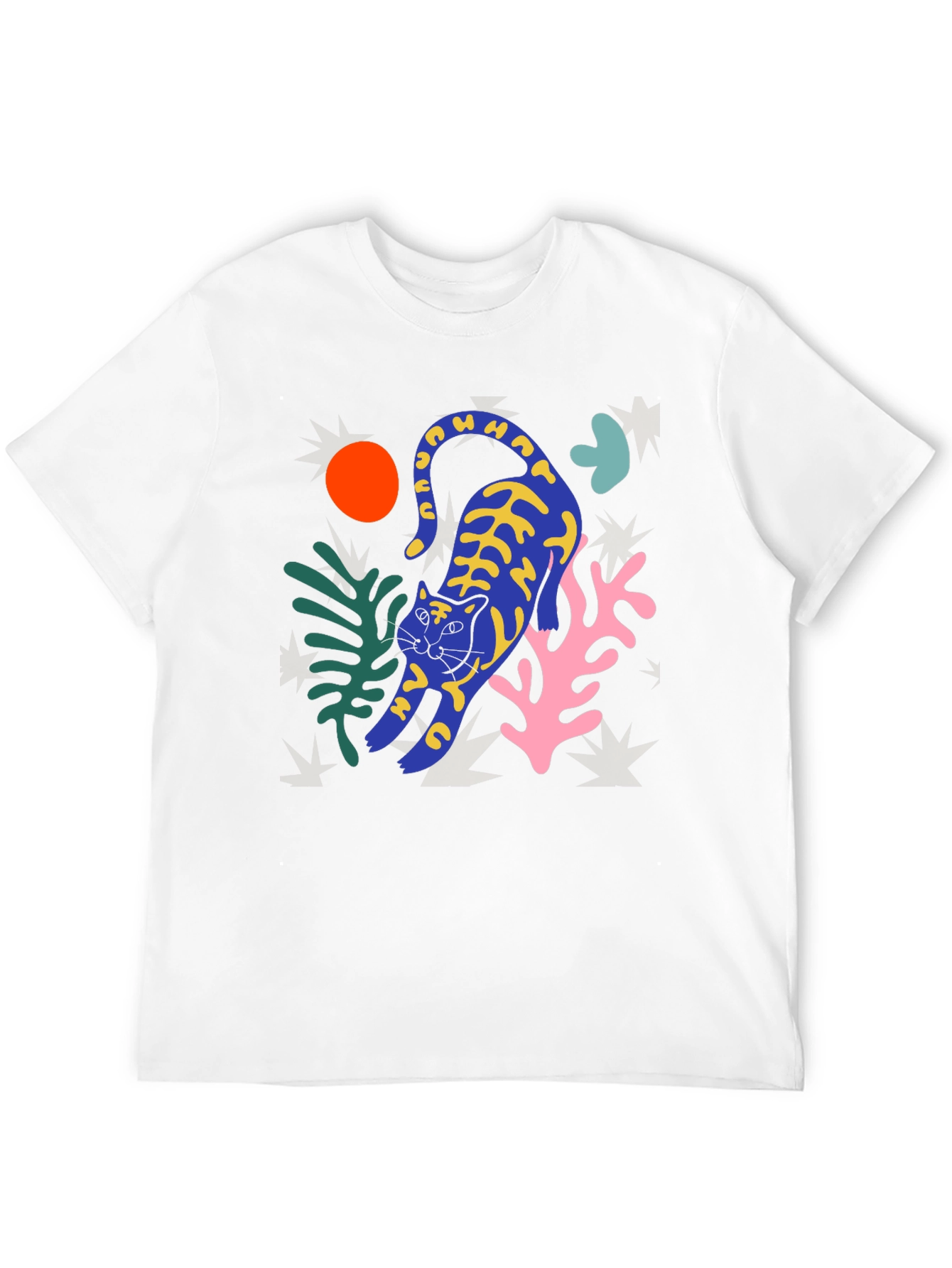 Abstract Cat Graphic T-Shirt - Trendy Art Tee