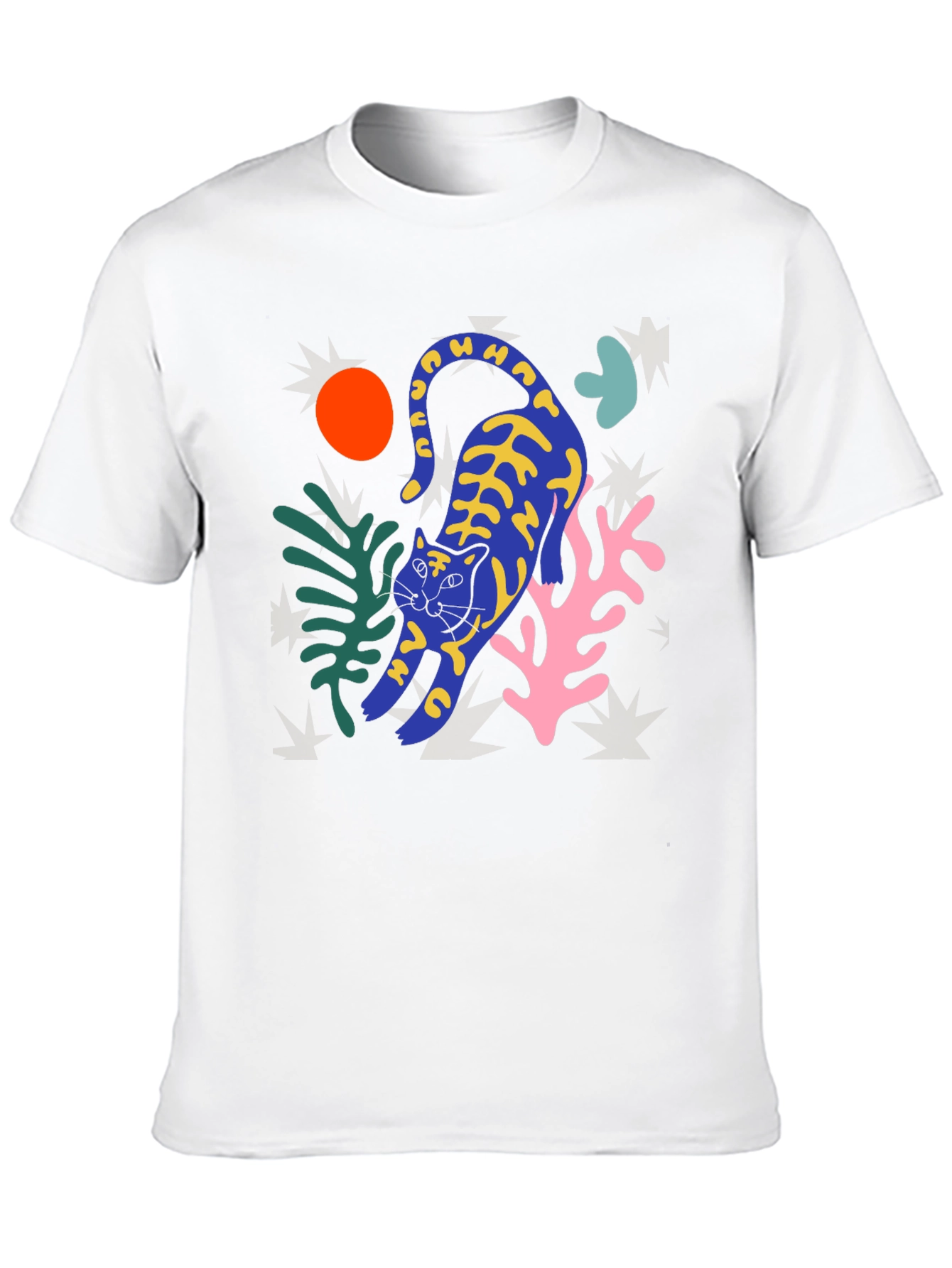 Abstract Cat Graphic T-Shirt - Trendy Art Tee