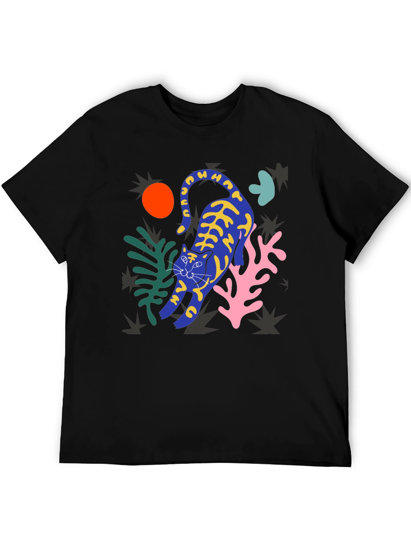 Abstract Cat Graphic T-Shirt - Trendy Art Tee