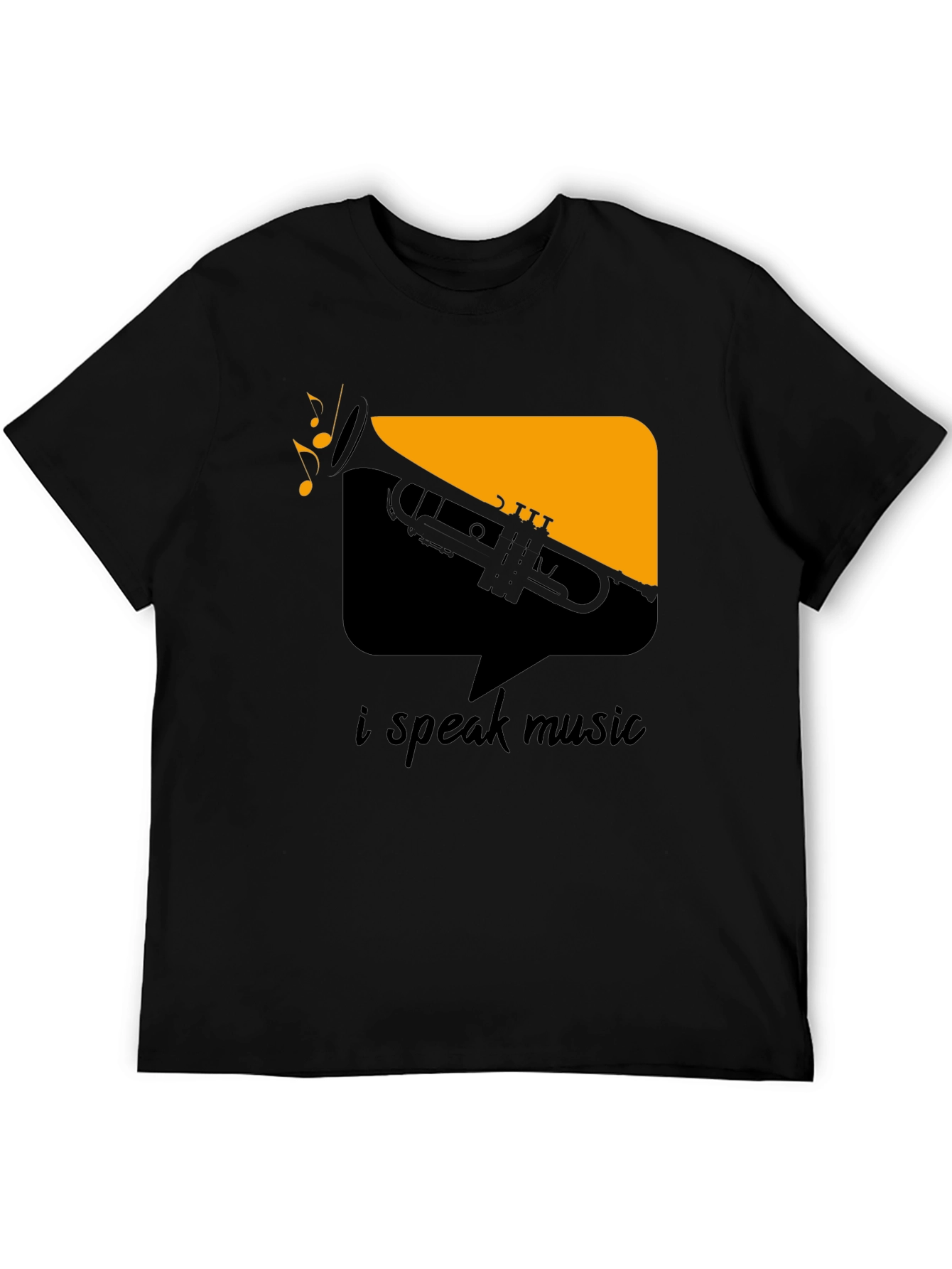 I Speak Music Graphic Tee - Black Trumpet Design