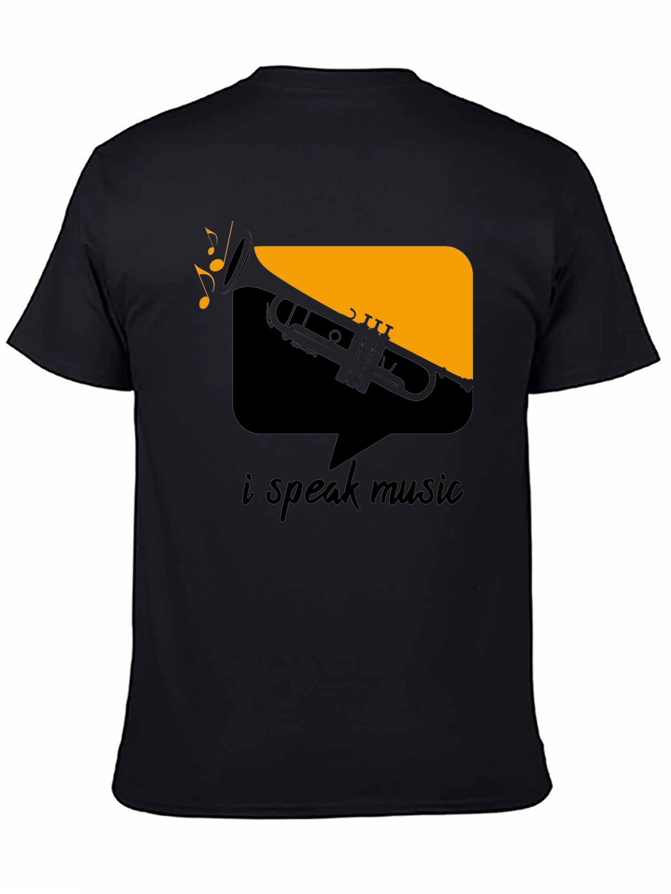 I Speak Music Graphic Tee - Black Trumpet Design