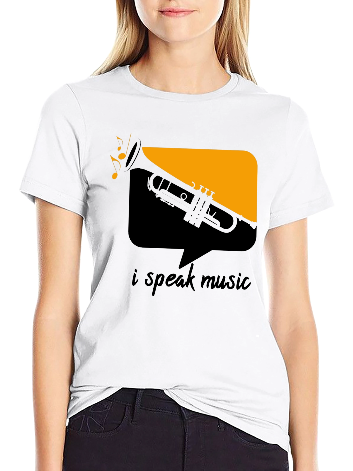 I Speak Music Graphic Tee - Black Trumpet Design
