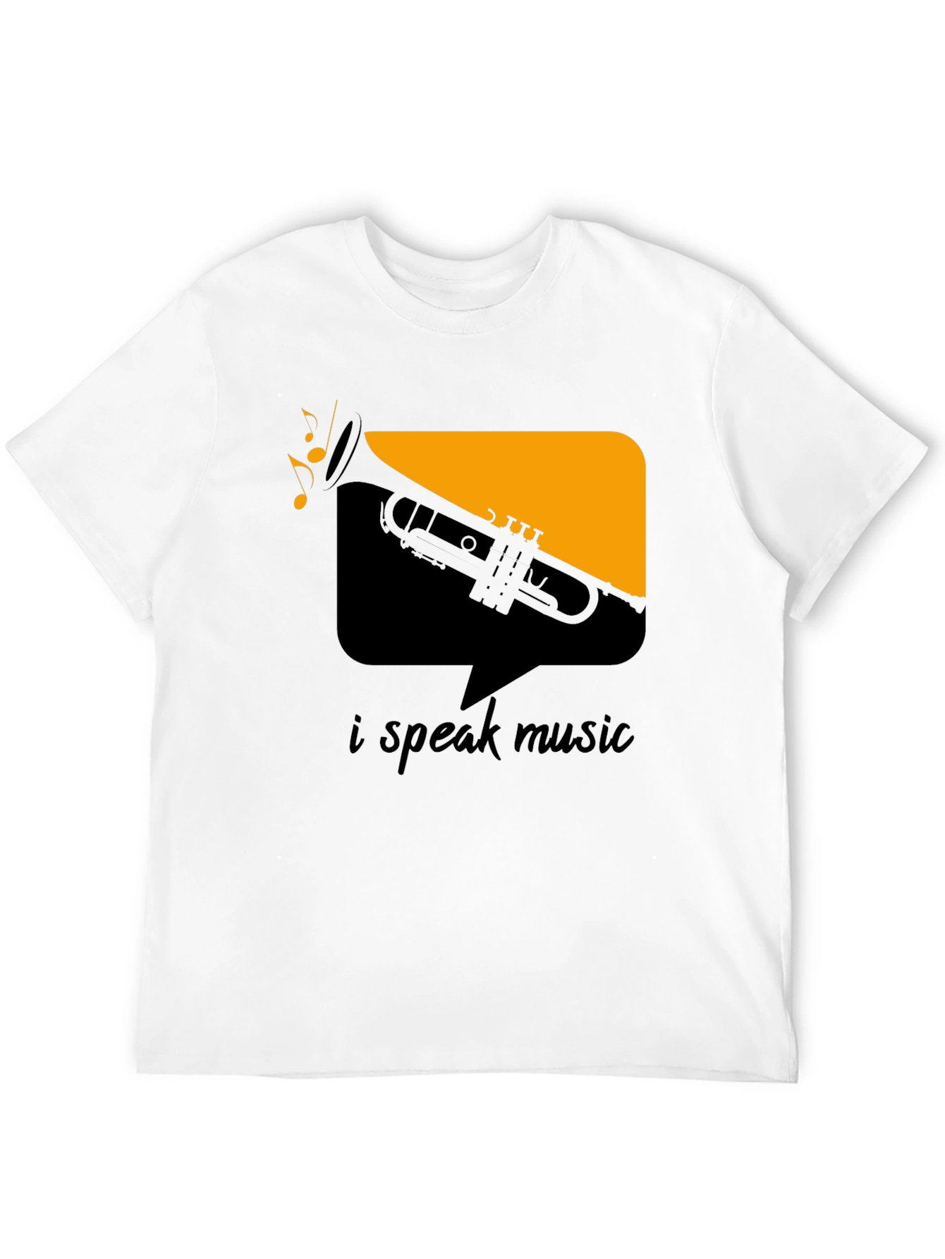 I Speak Music Graphic Tee - Black Trumpet Design