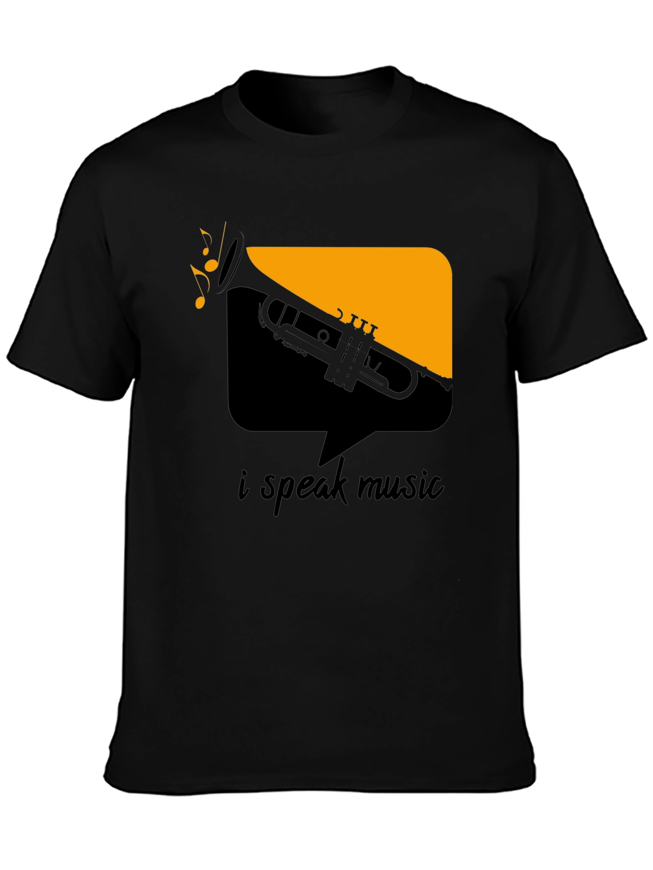 I Speak Music Graphic Tee - Black Trumpet Design