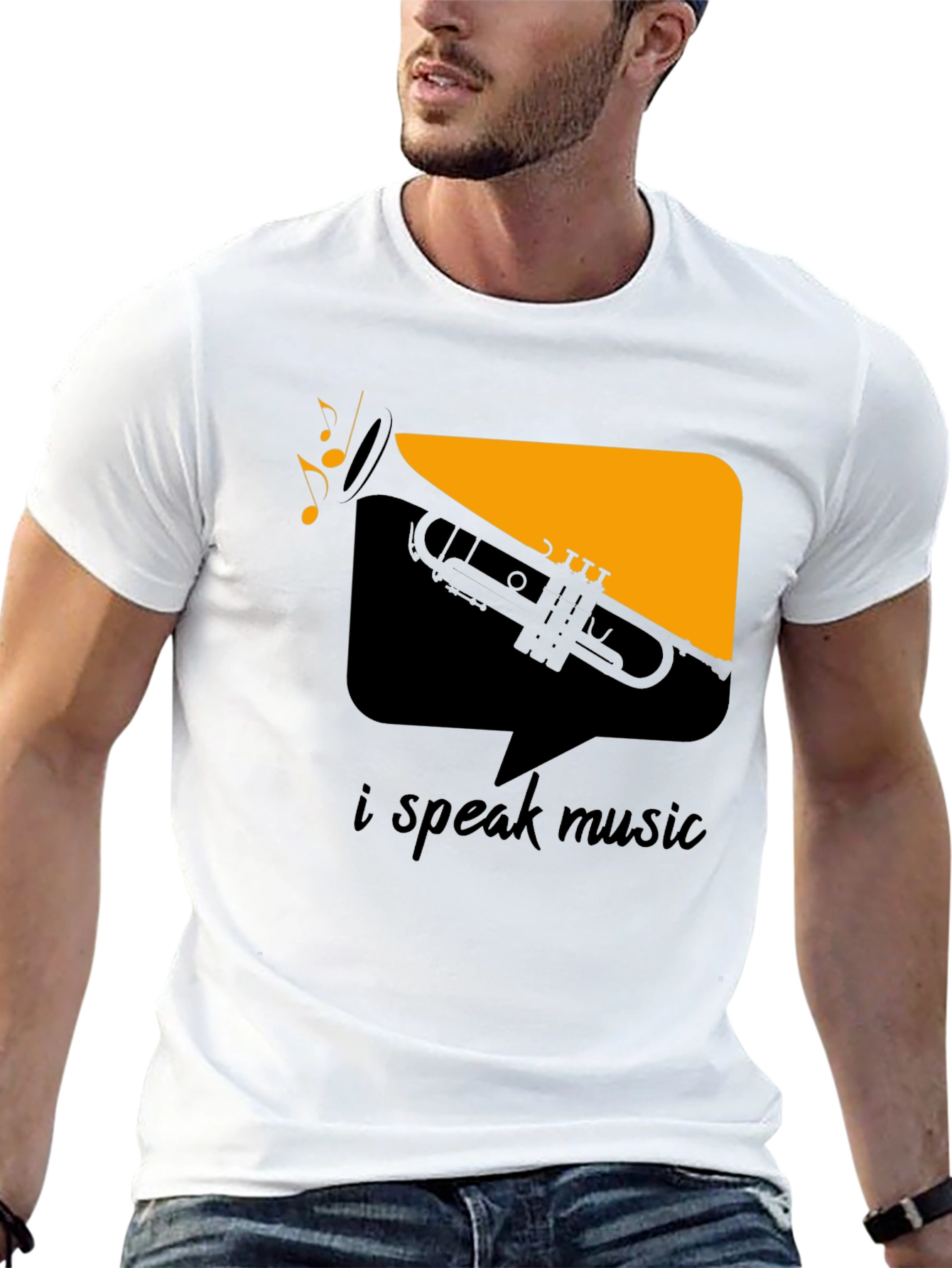 I Speak Music Graphic Tee - Black Trumpet Design