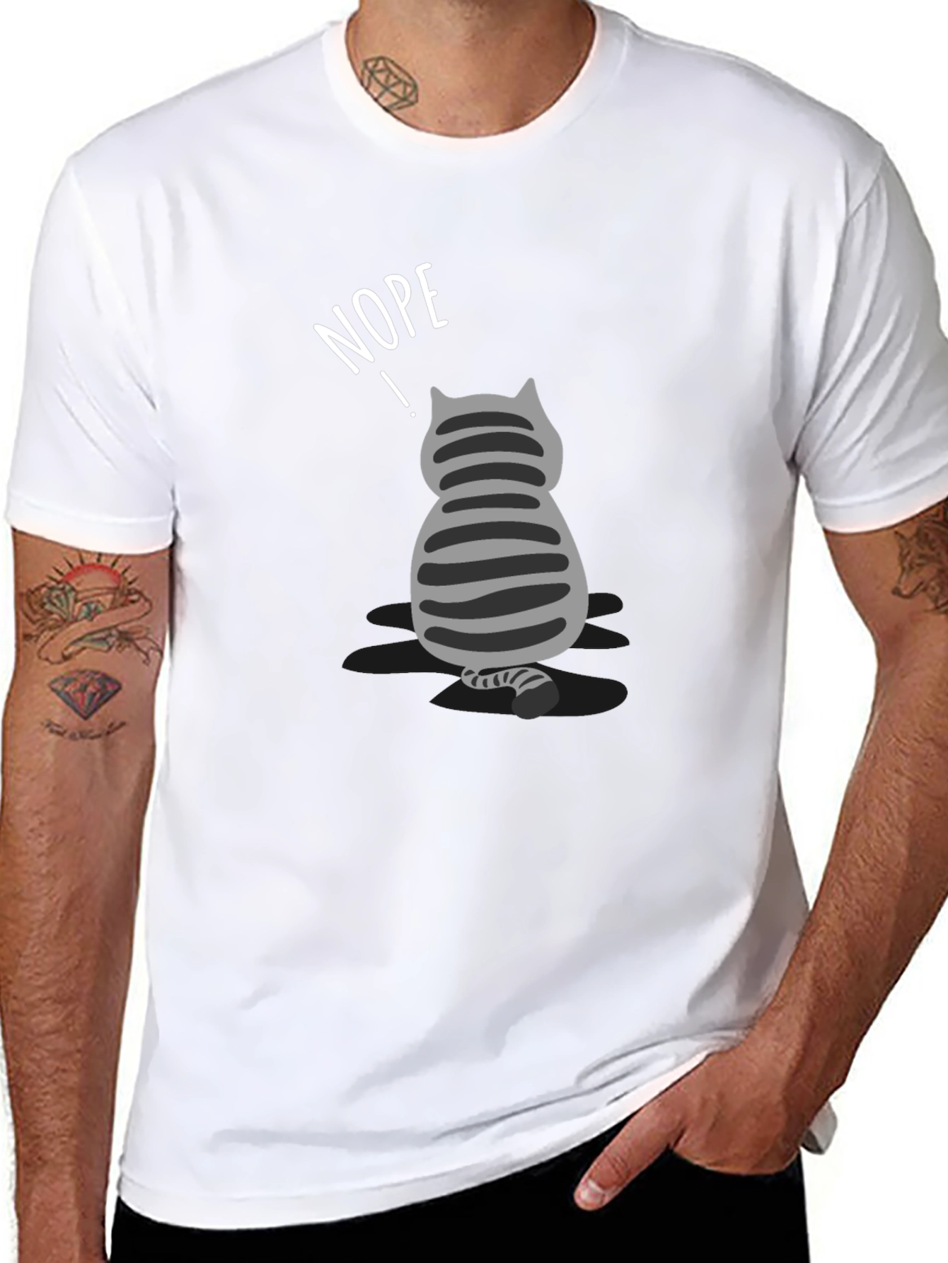Nope Cat T-Shirt - Funny Graphic Tee