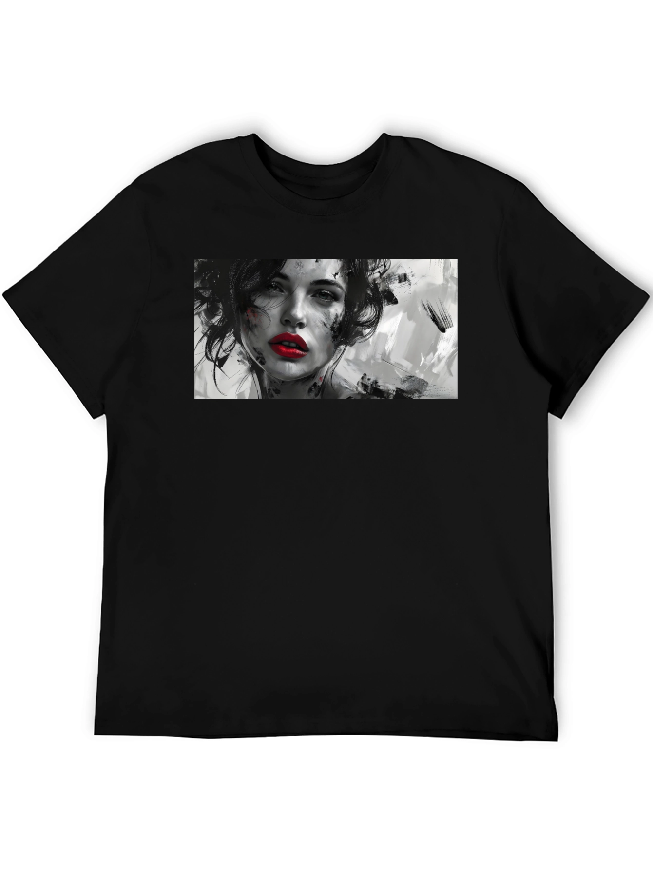 Artistic Woman Graphic Black T-Shirt
