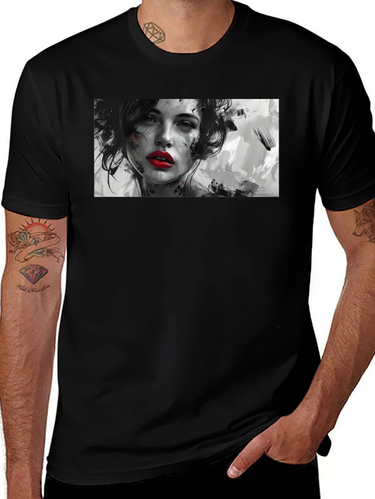Artistic Woman Graphic Black T-Shirt
