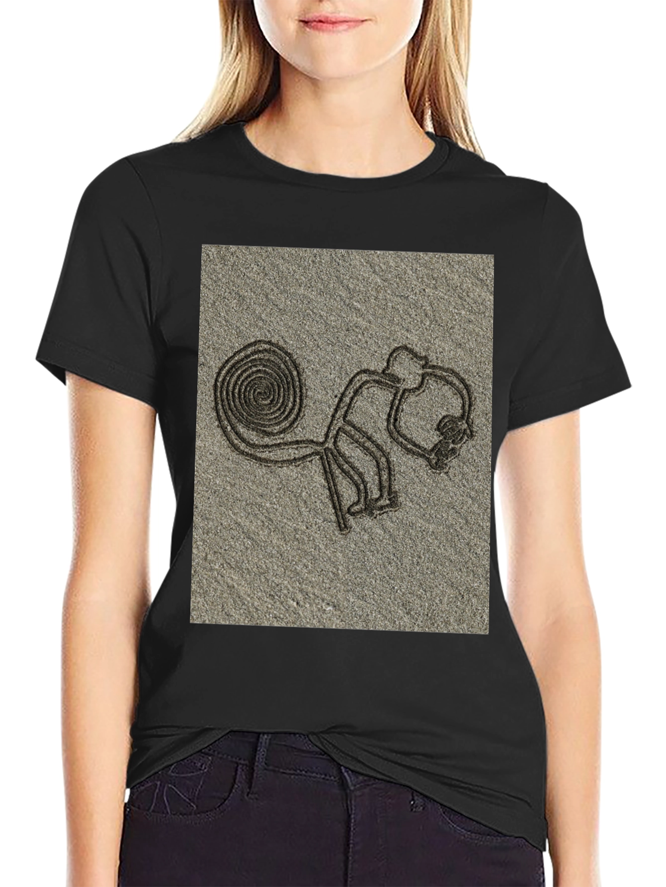 Nazca Lines Monkey Graphic Tee - Casual Style