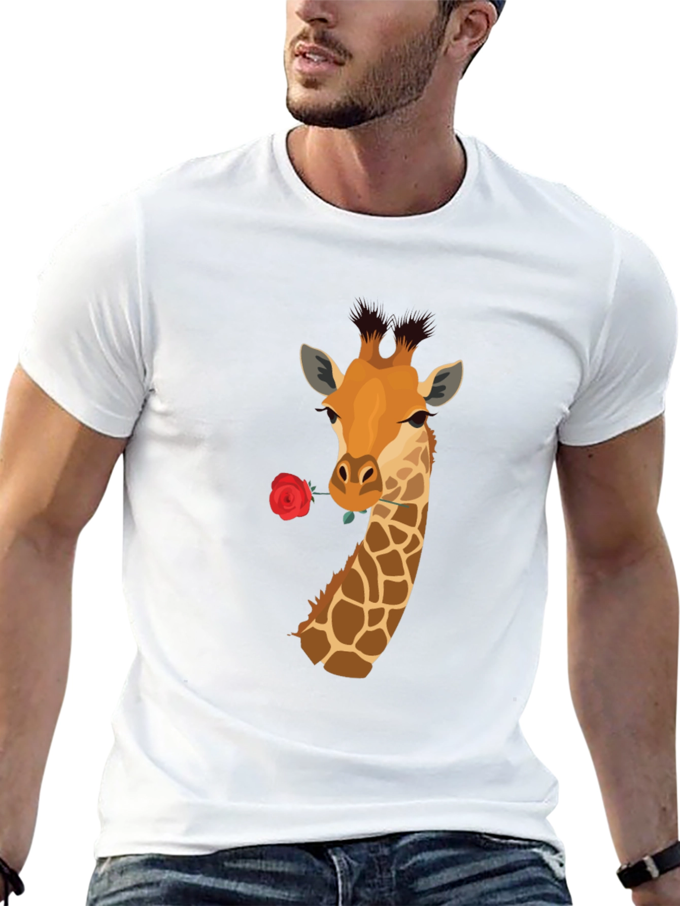 Giraffe Rose T-Shirt - Unique Graphic Tee