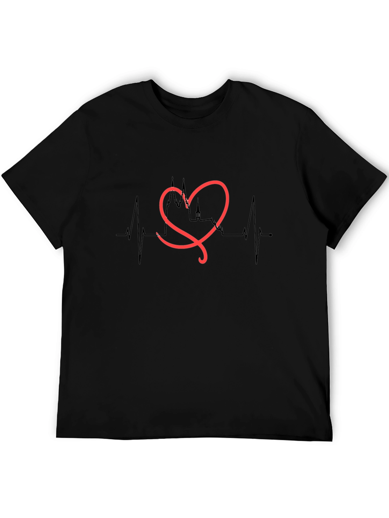 Heartbeat Cityscape T-Shirt - Black