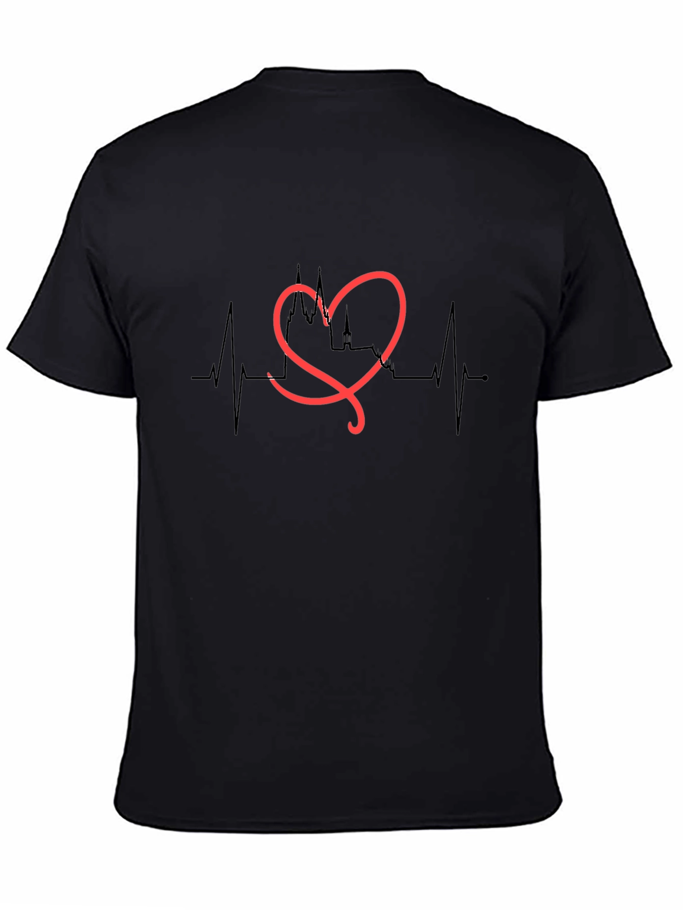 Heartbeat Cityscape T-Shirt - Black