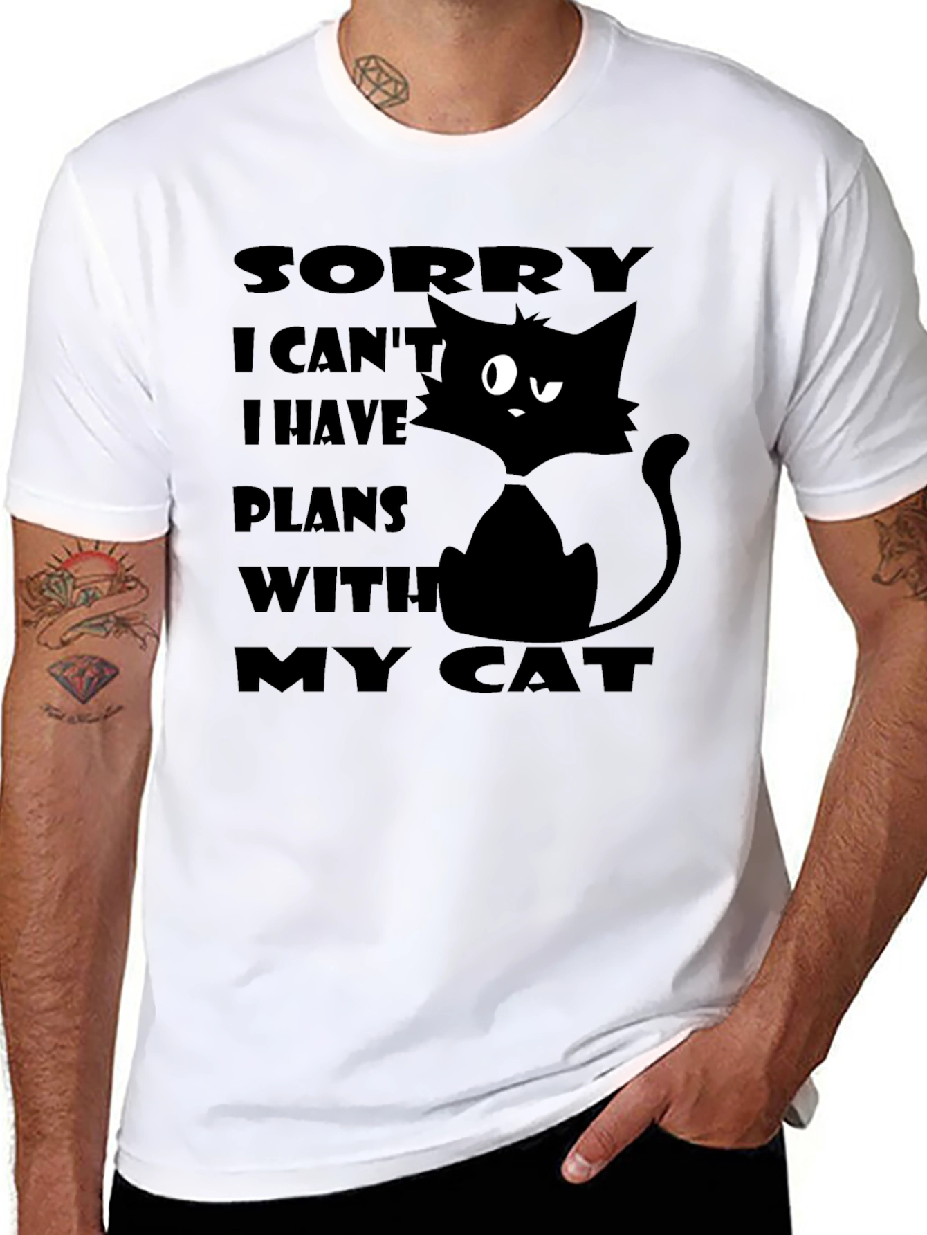 Cat Plans Graphic T-Shirt - Unisex Black Tee