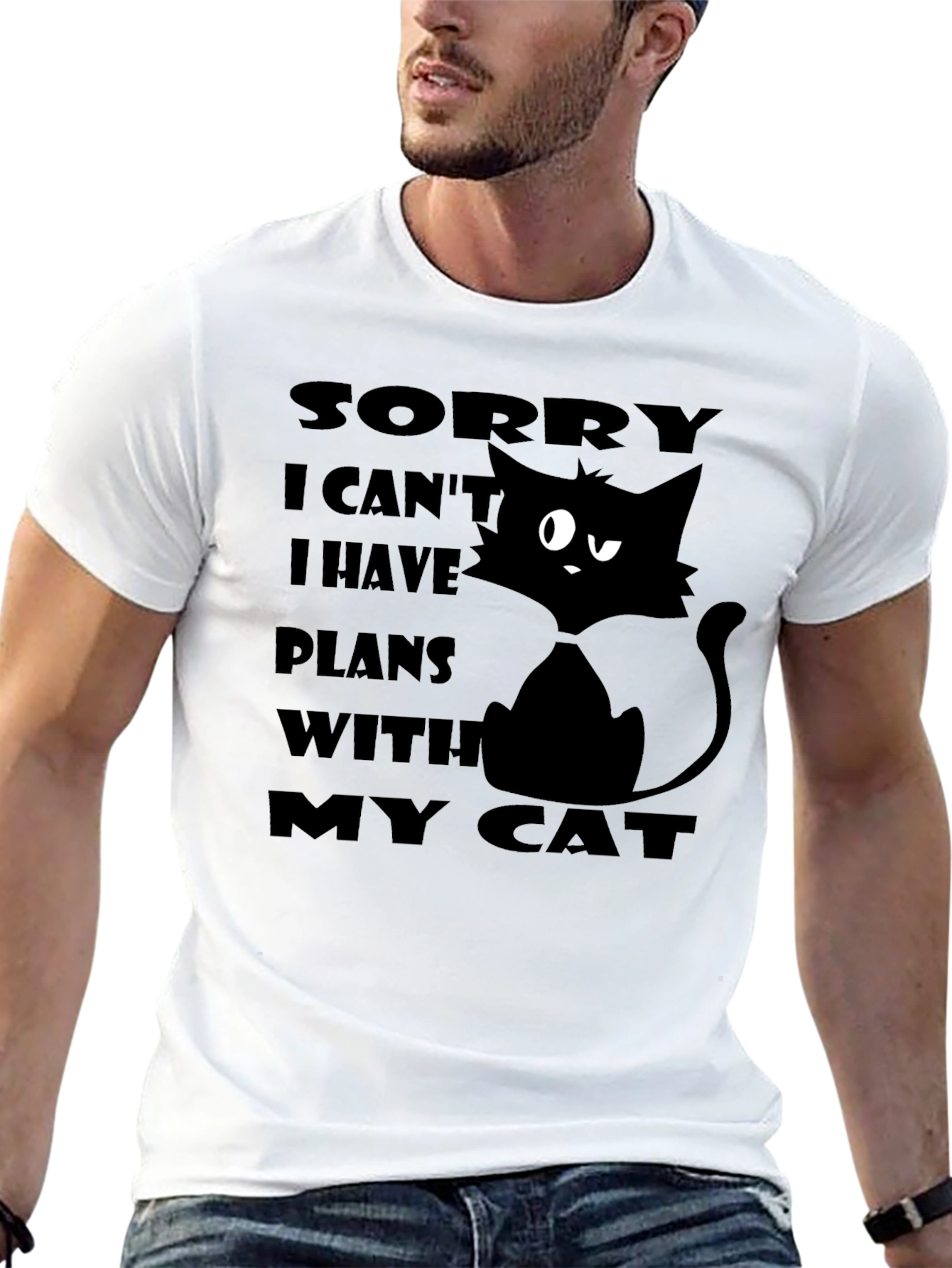 Cat Plans Graphic T-Shirt - Unisex Black Tee