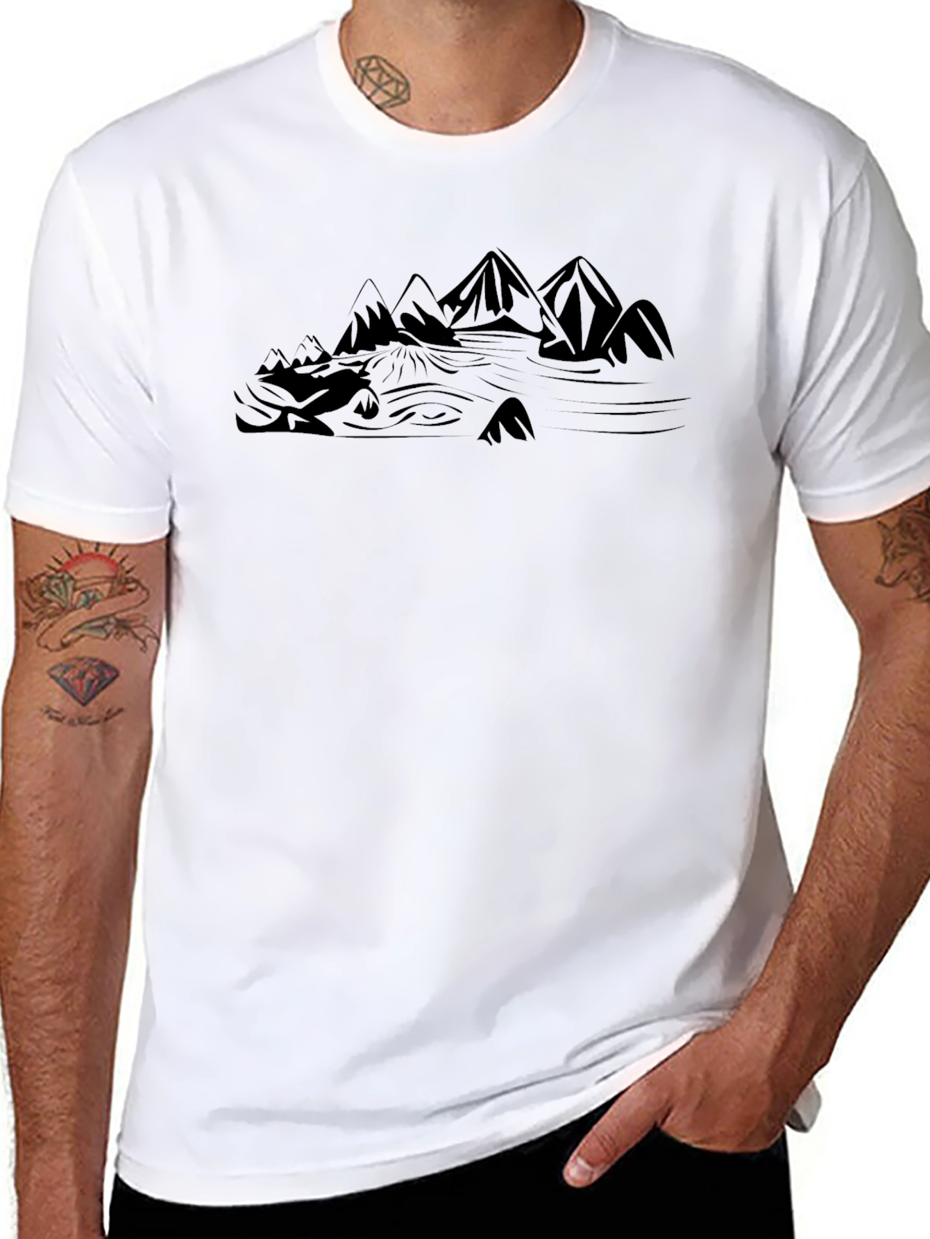 Mountainscape Graphic Black T-Shirt