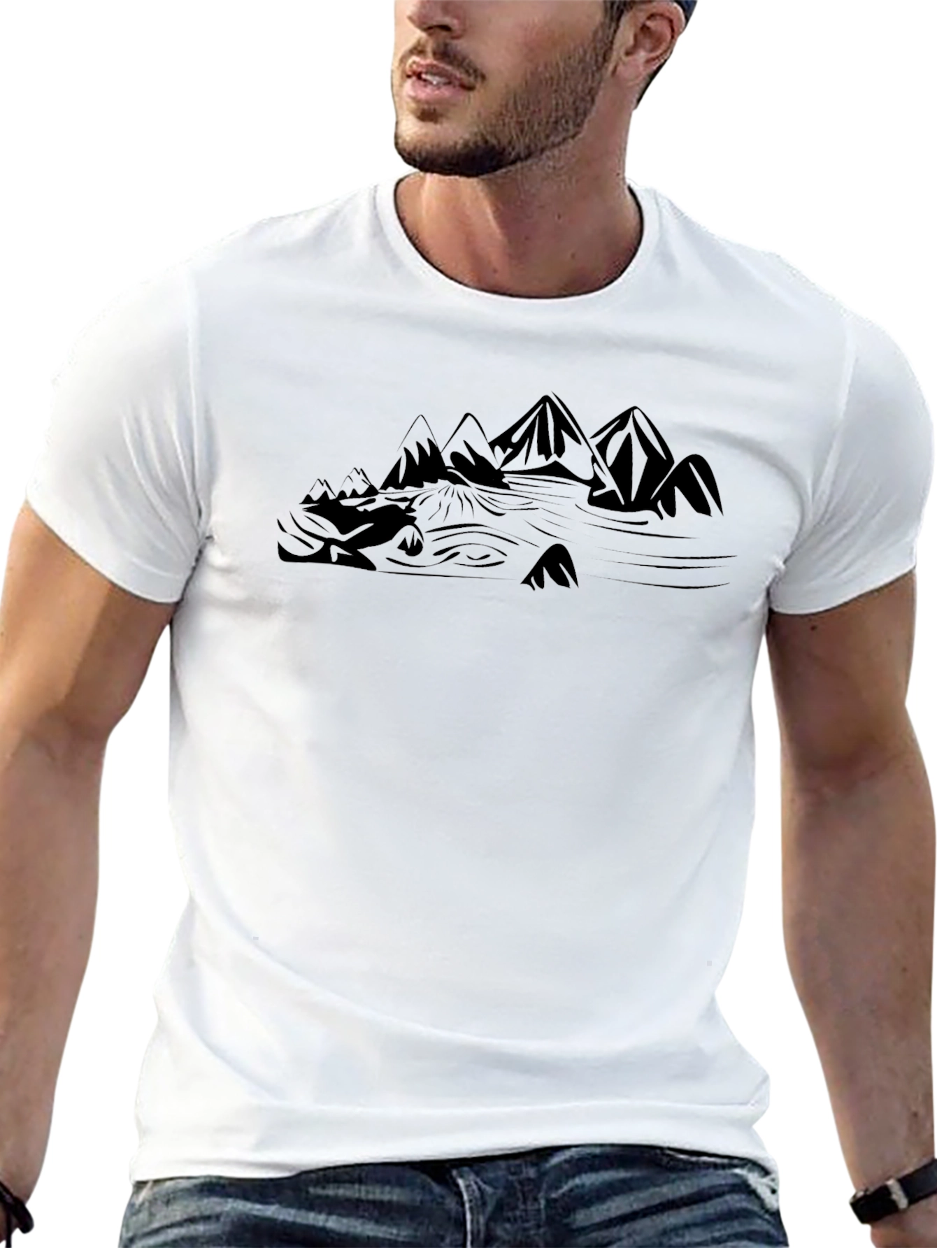 Mountainscape Graphic Black T-Shirt