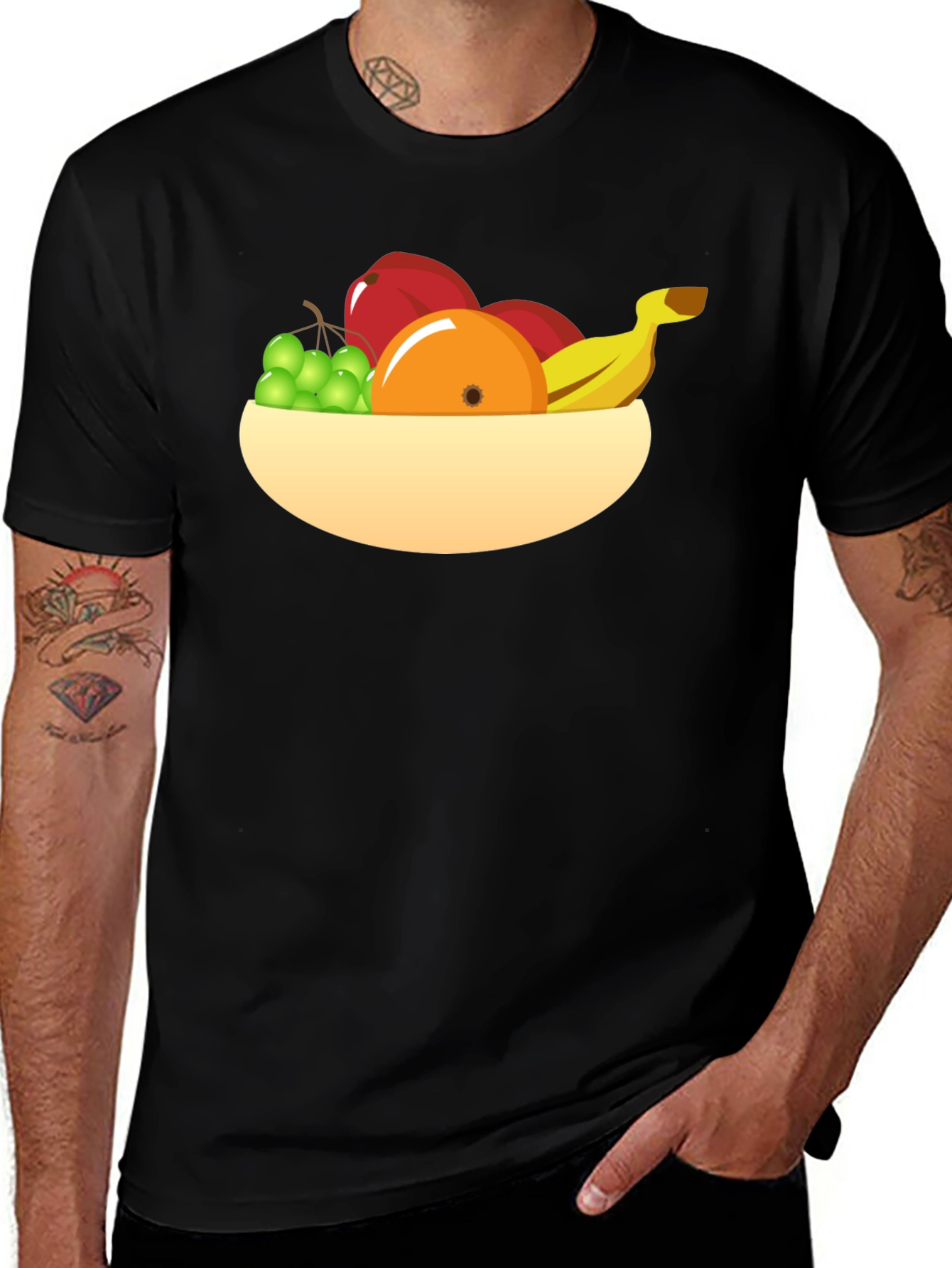 Fruit Bowl Graphic Tee - Black Casual Shirt