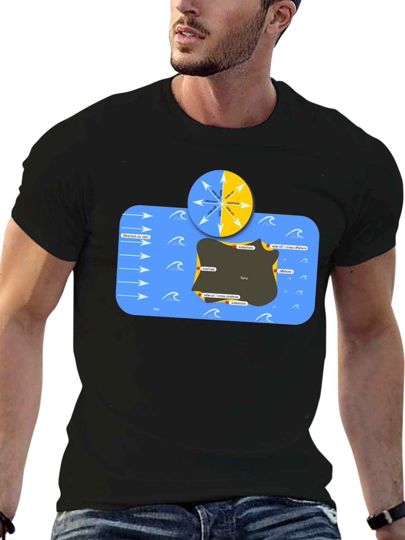 Surfing Wind Direction Graphic T-Shirt